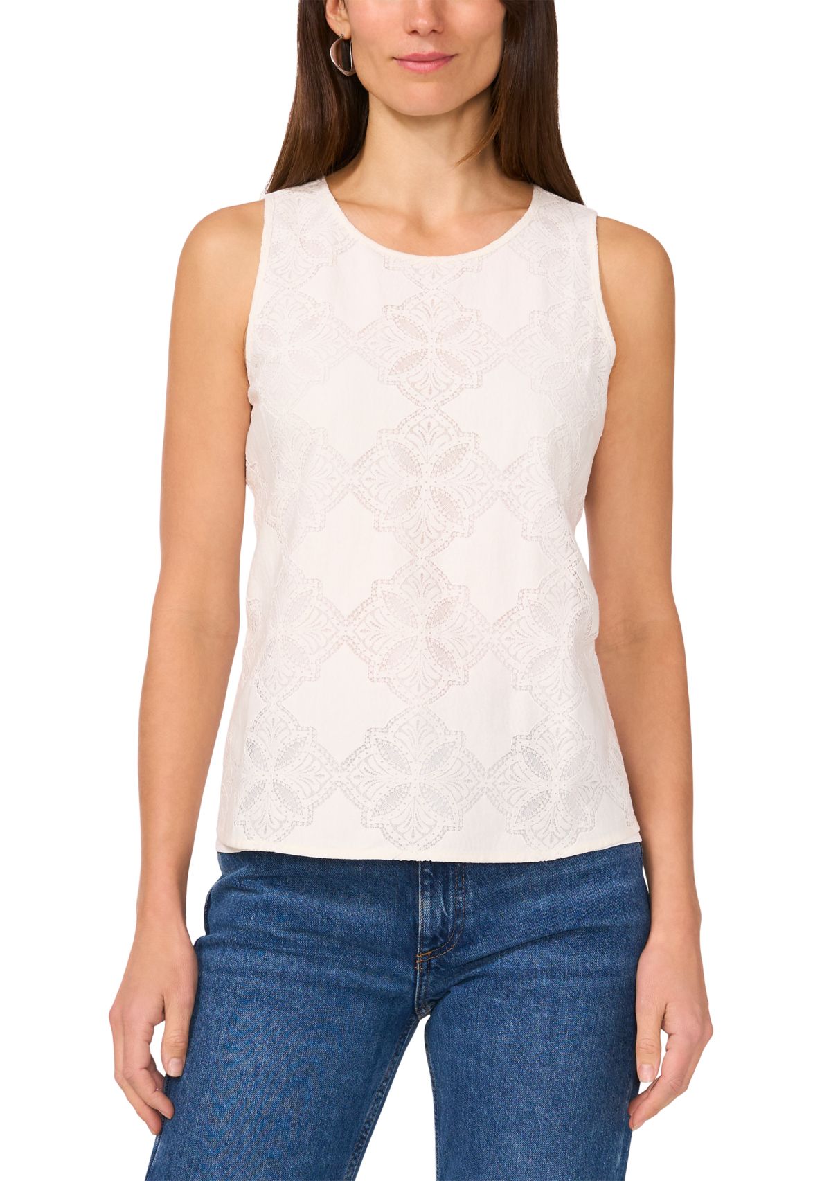 Womens Sleeveless Eyelet Top
