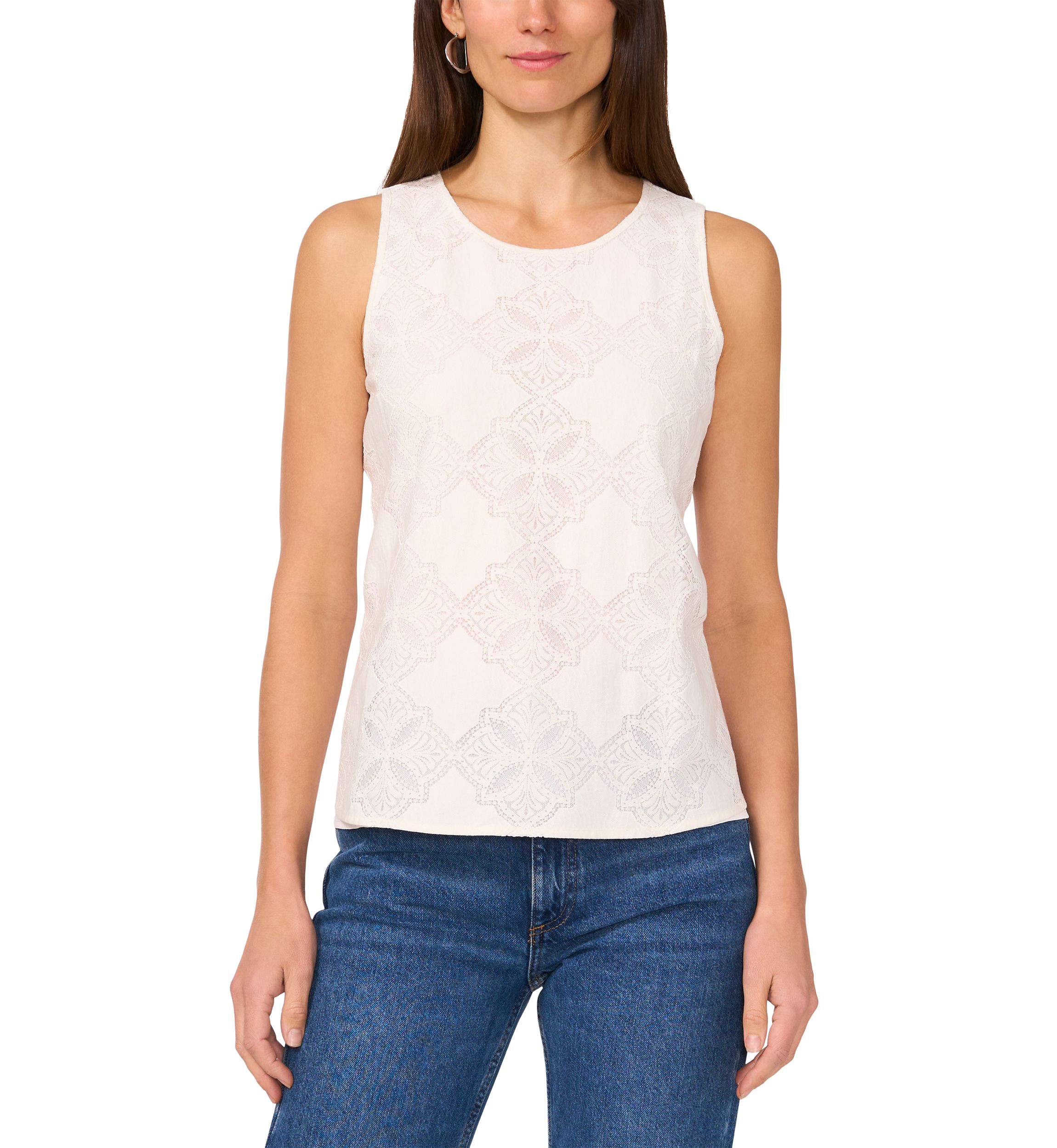 Womens Sleeveless Eyelet Top