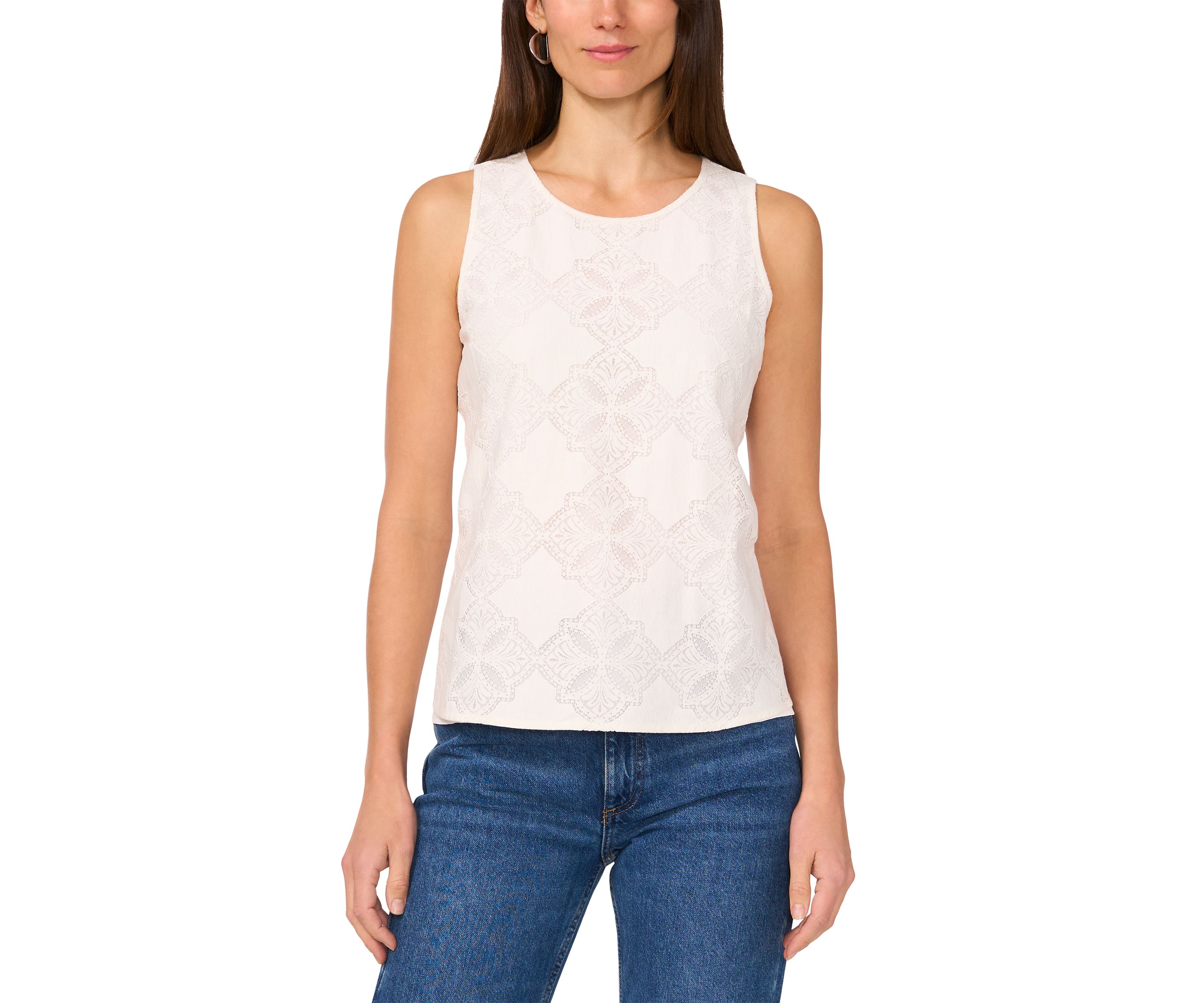 Womens Sleeveless Eyelet Top