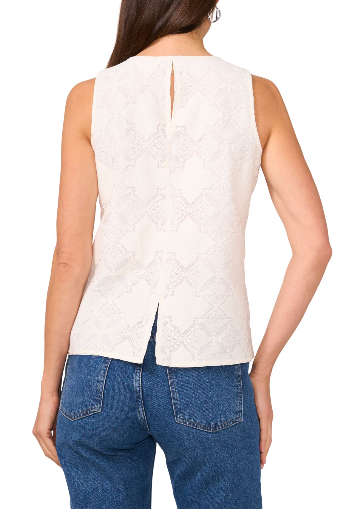 Womens Sleeveless Eyelet Top
