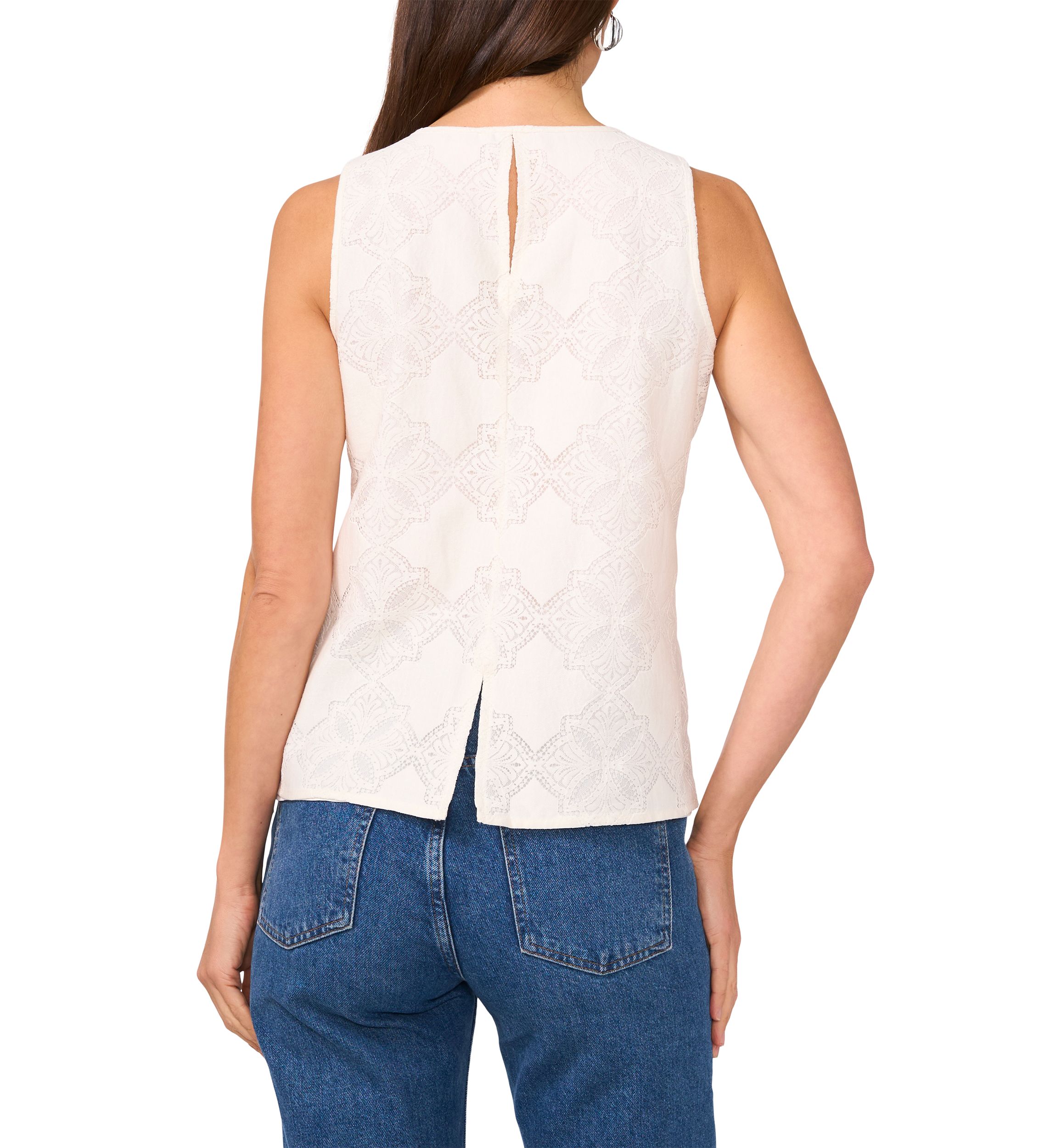 Womens Sleeveless Eyelet Top