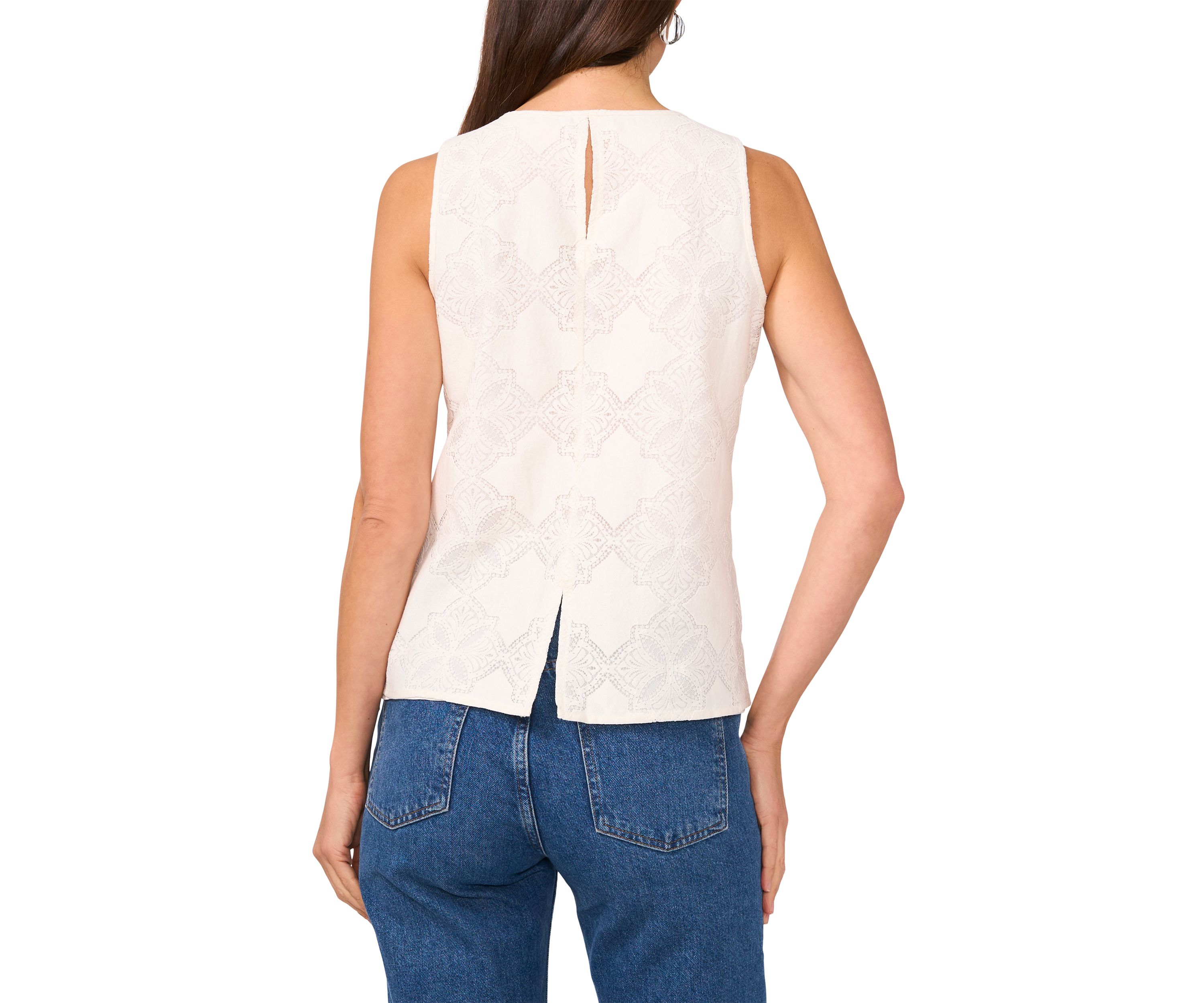 Womens Sleeveless Eyelet Top
