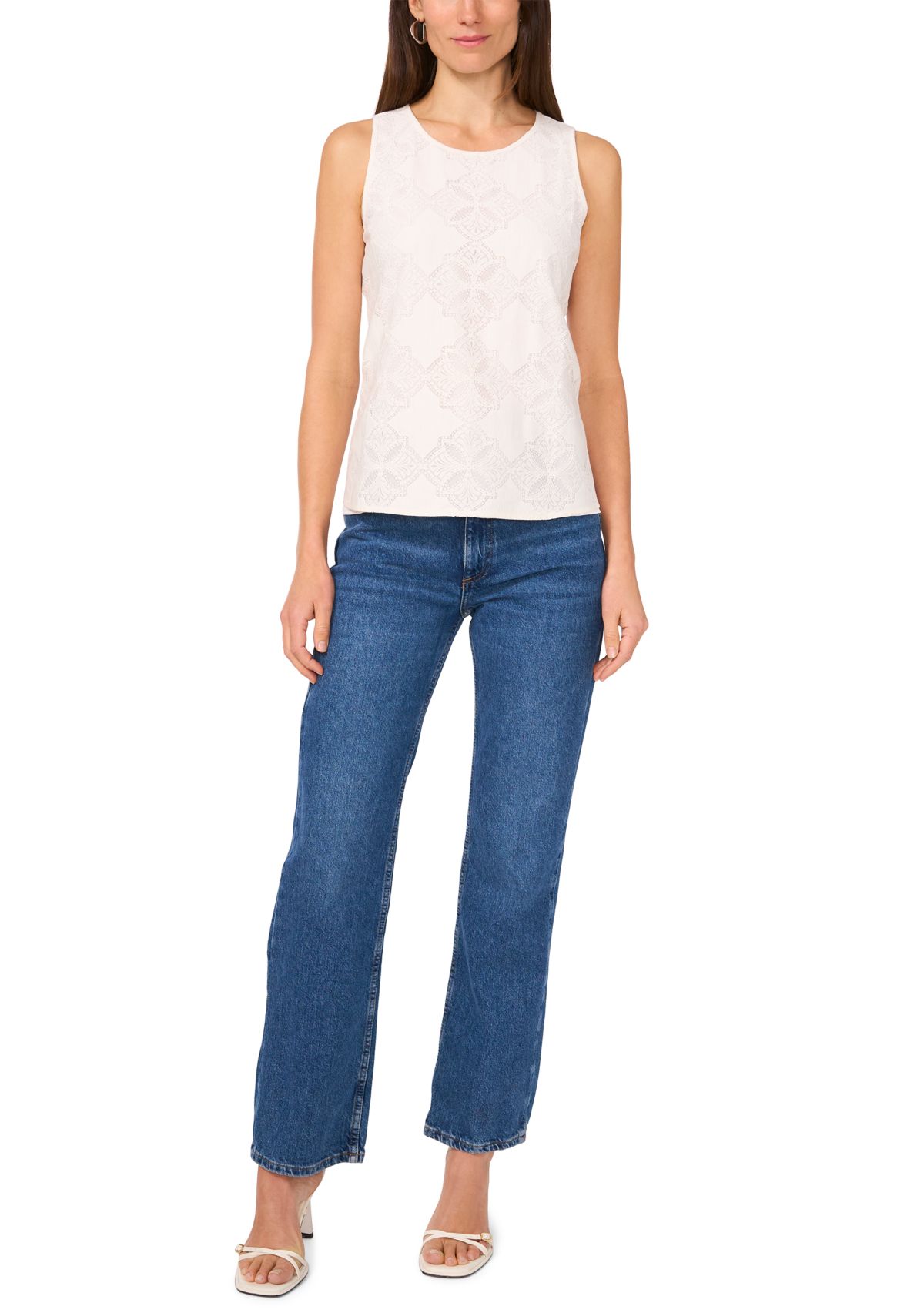 Womens Sleeveless Eyelet Top