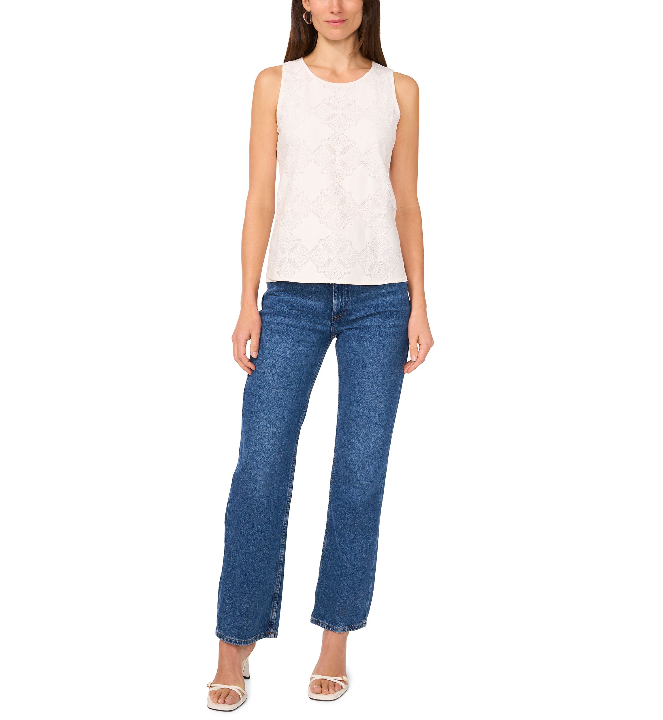 Womens Sleeveless Eyelet Top
