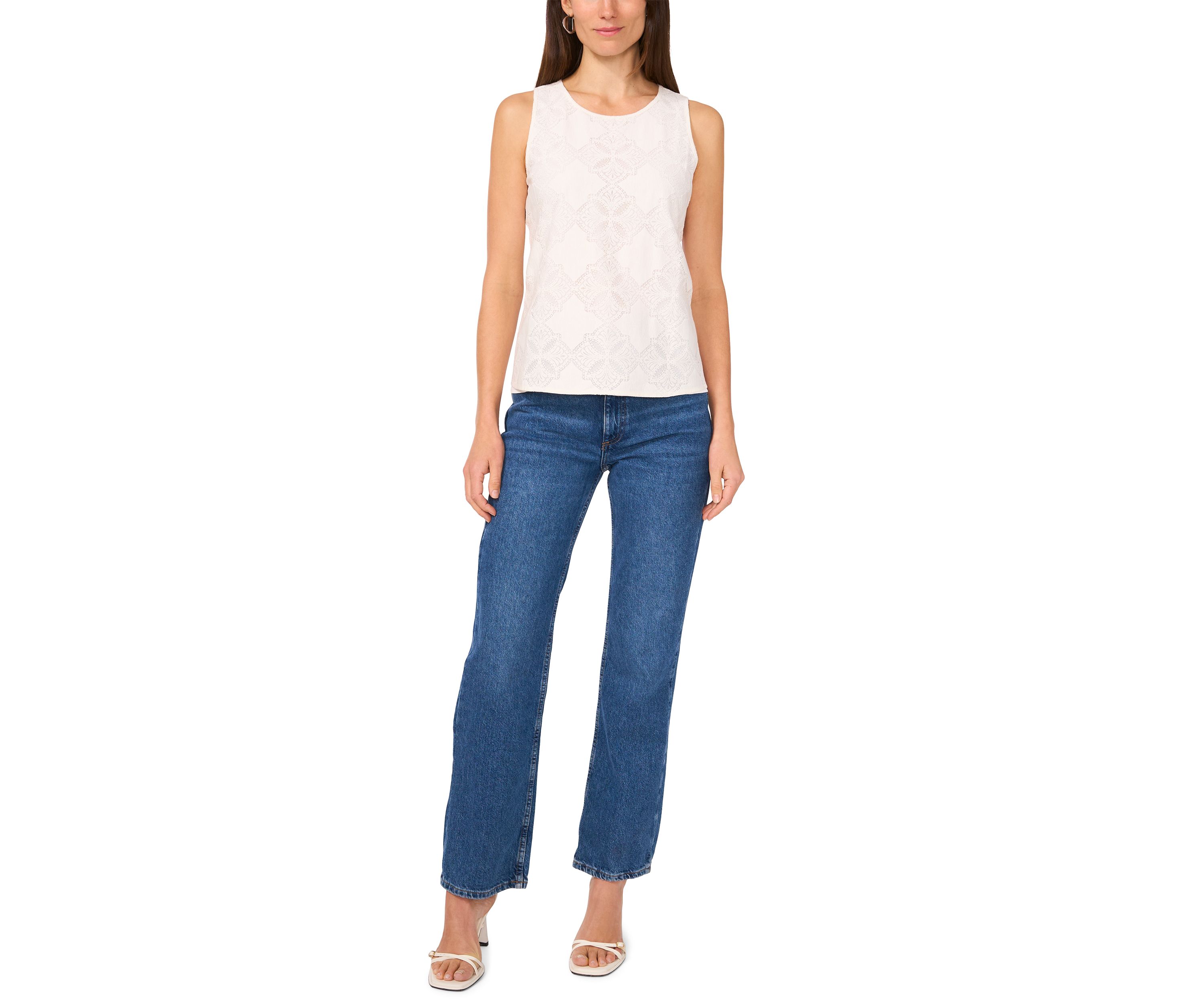 Womens Sleeveless Eyelet Top