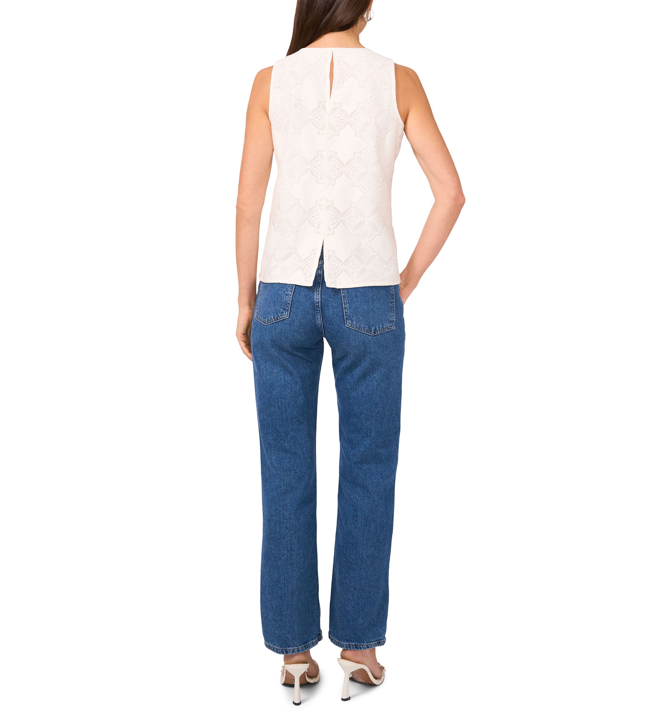 Womens Sleeveless Eyelet Top