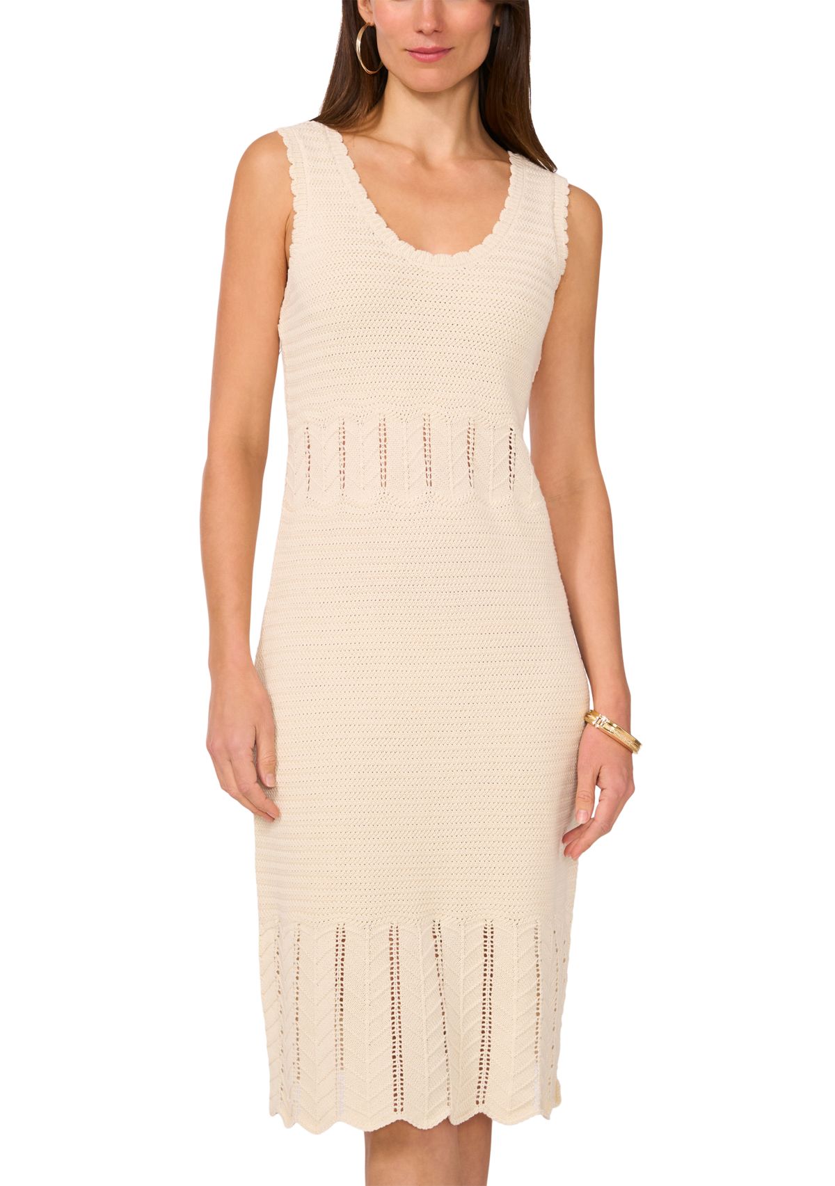 Womens Scoop Neck Crochet Tank Dress