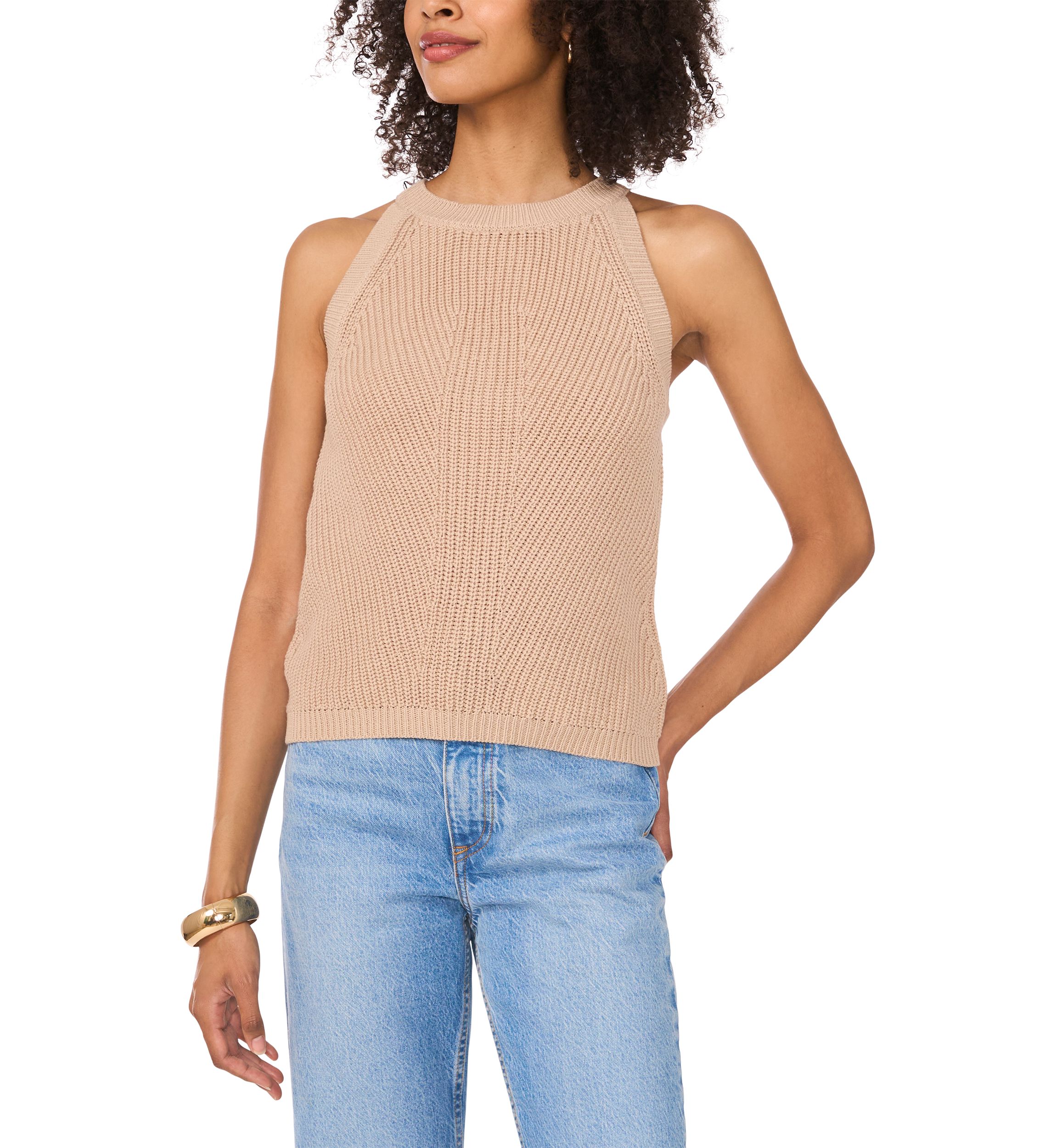 Womens Sleeveless Halter Neck Sweater 
