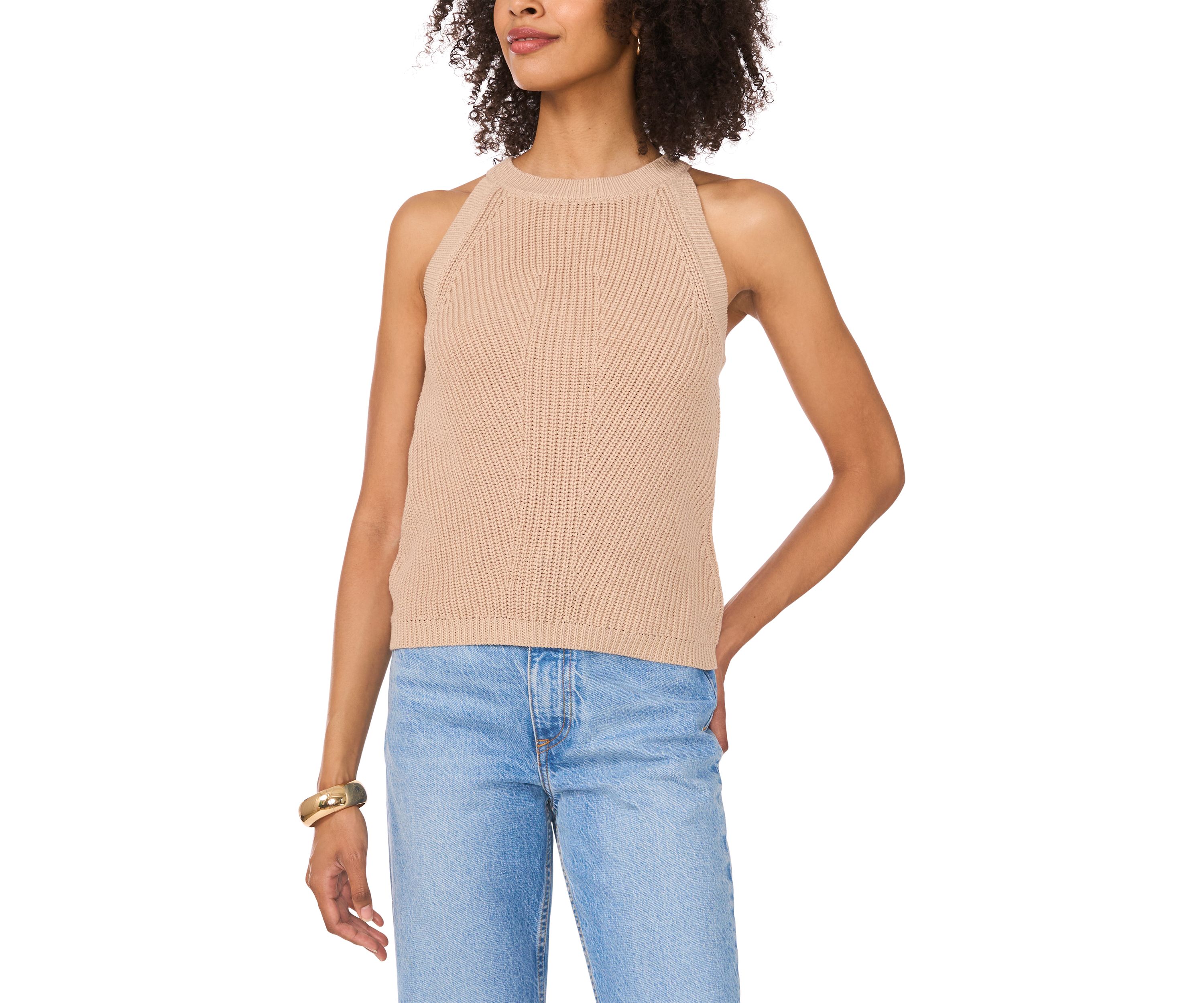 Womens Sleeveless Halter Neck Sweater 