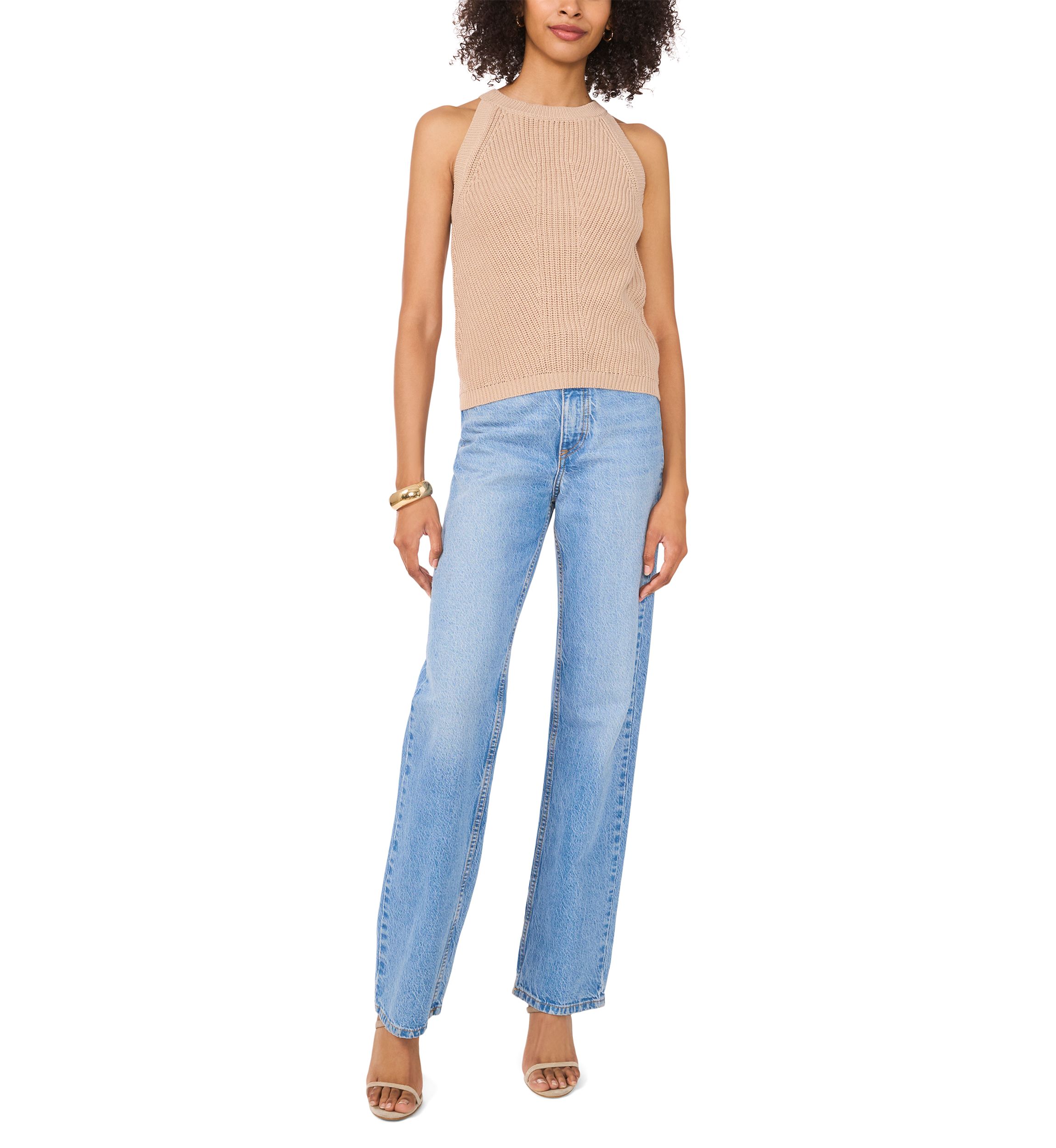 Womens Sleeveless Halter Neck Sweater 