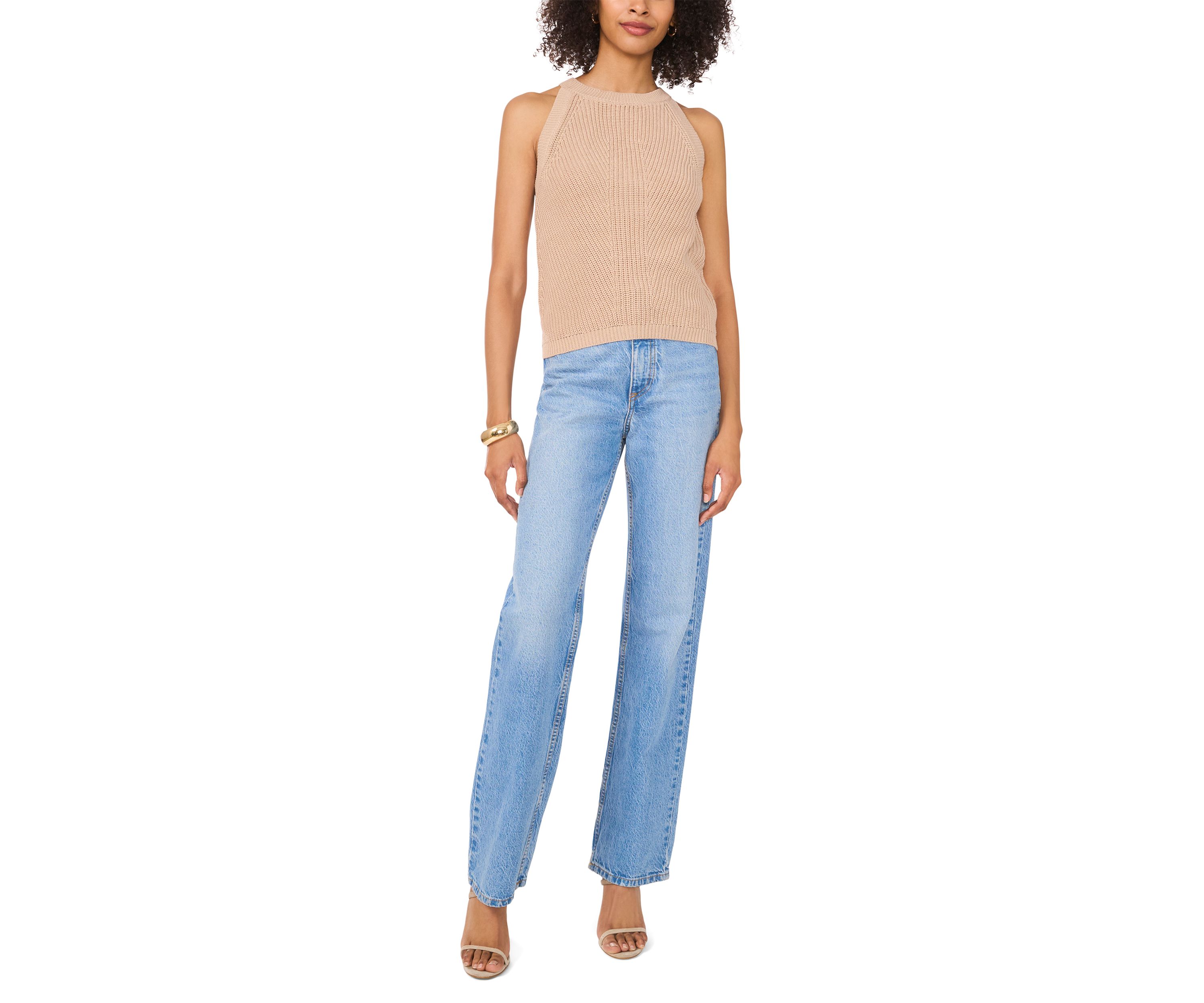 Womens Sleeveless Halter Neck Sweater 