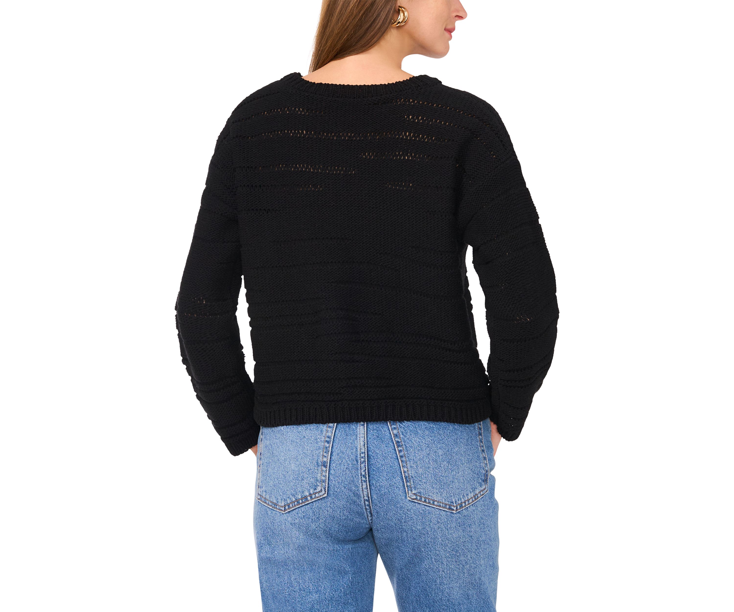 Womens Long Sleeve Tape Yarn Crew Neck Sweater 