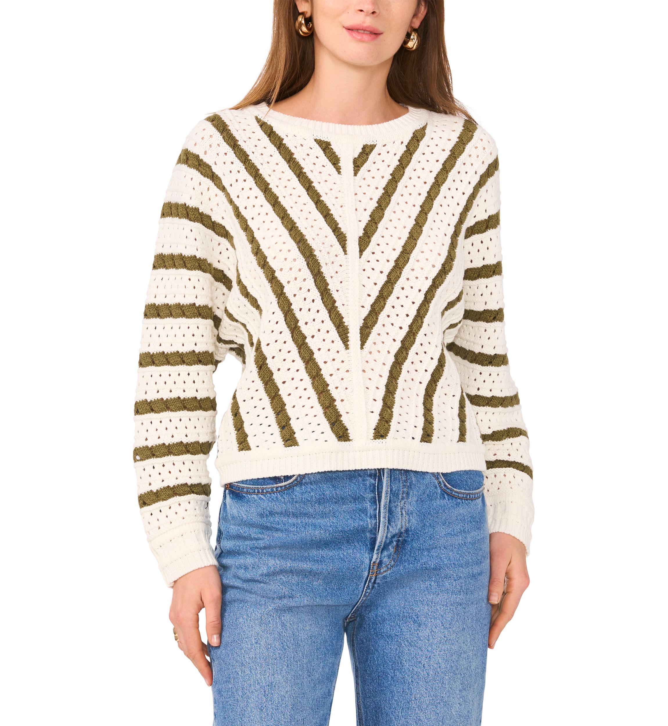 Womens Long Sleeve Open Front Chevron Sweater 