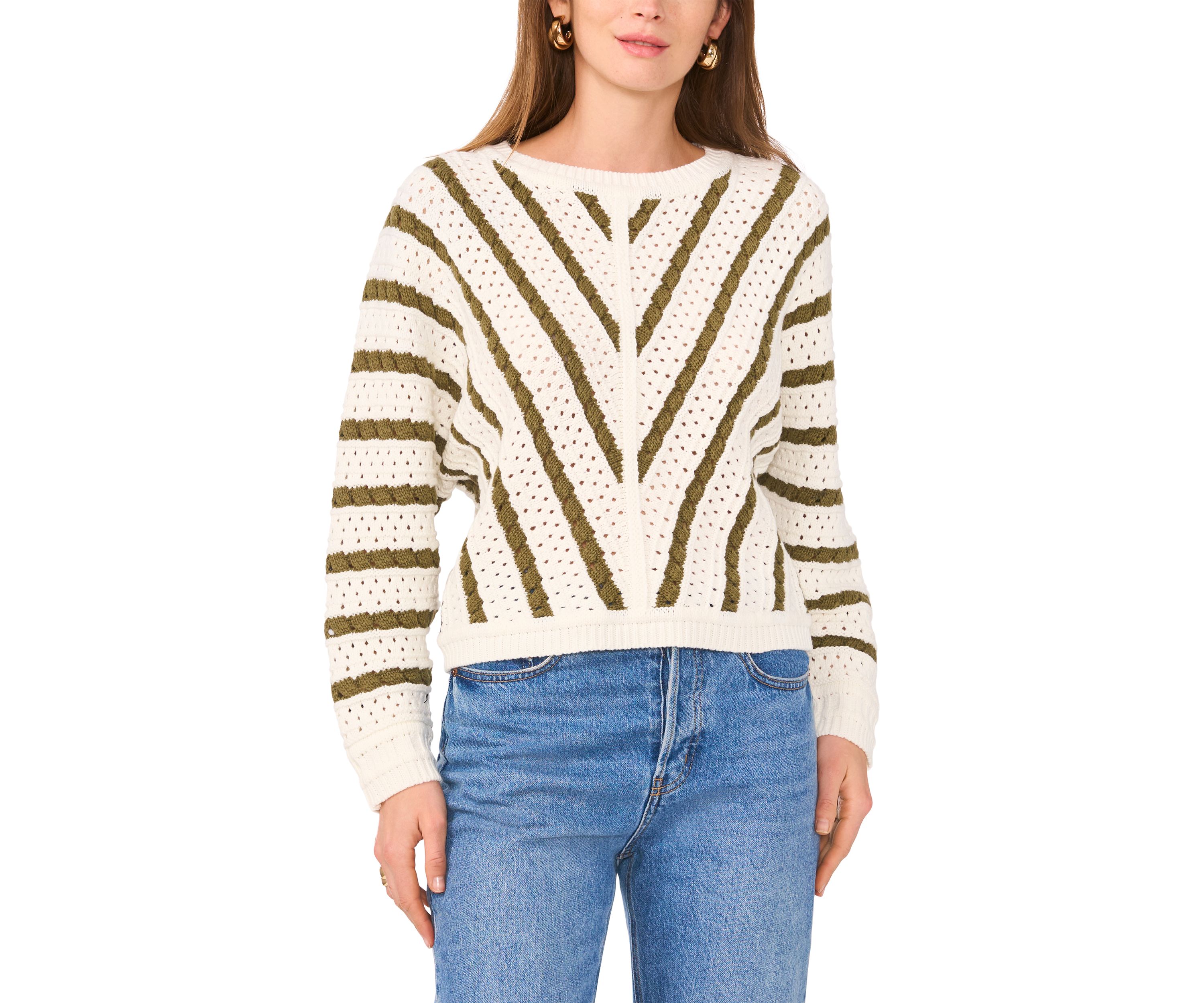 Womens Long Sleeve Open Front Chevron Sweater 