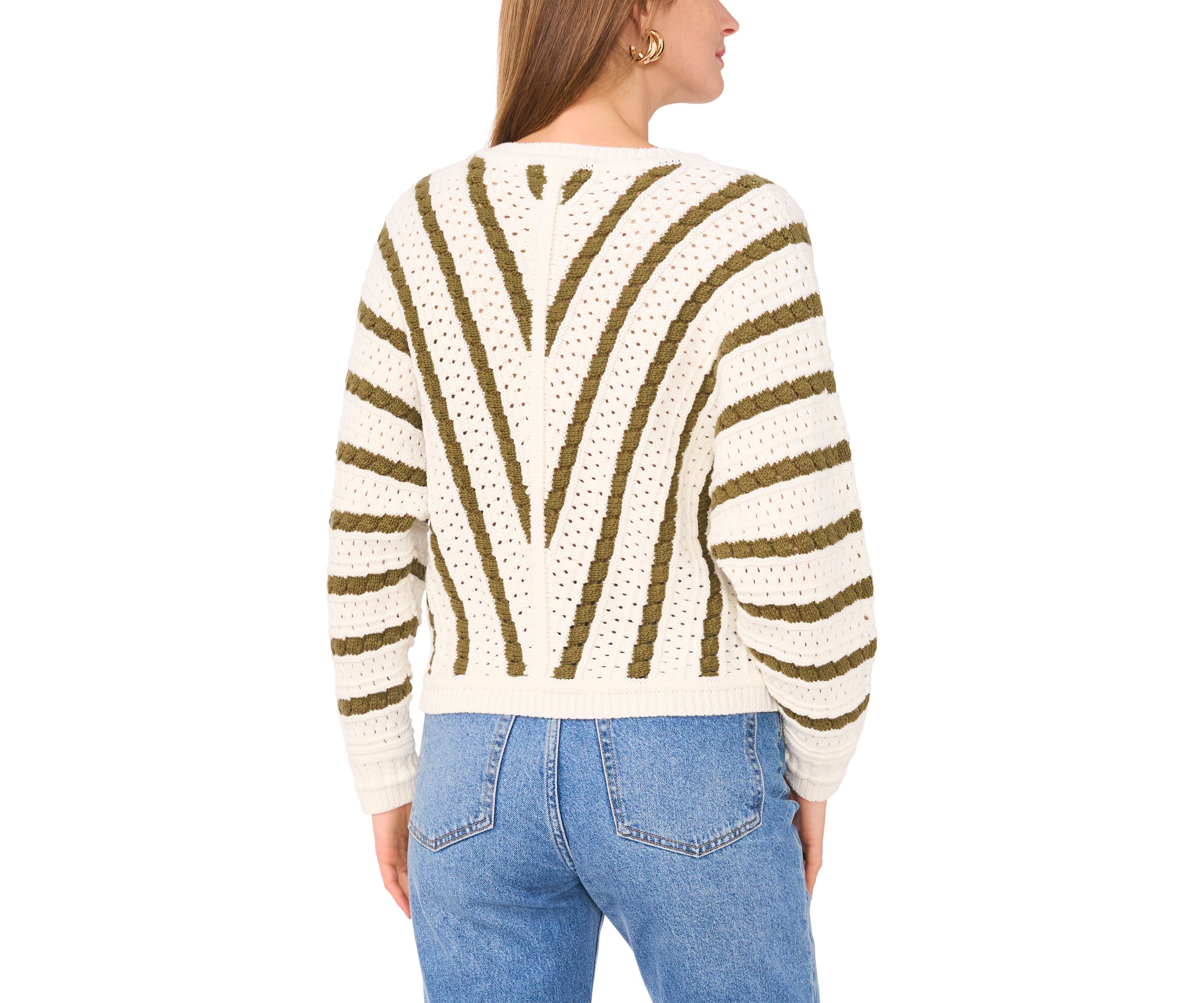 Womens Long Sleeve Open Front Chevron Sweater 