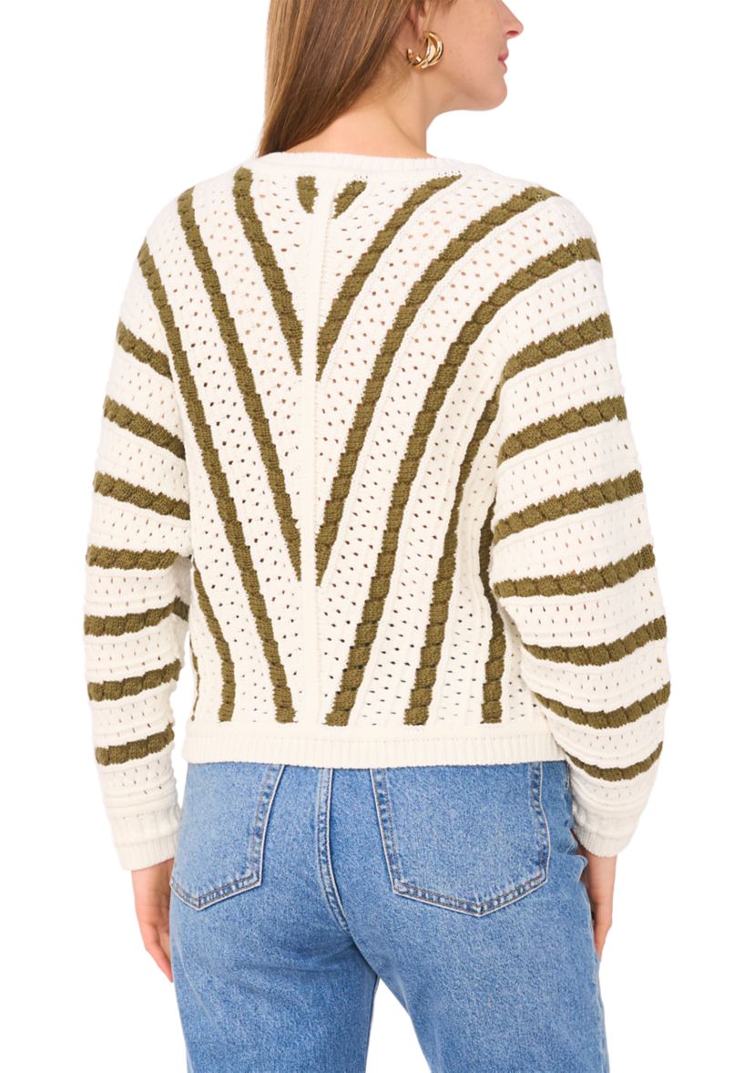 Womens Long Sleeve Open Front Chevron Sweater 