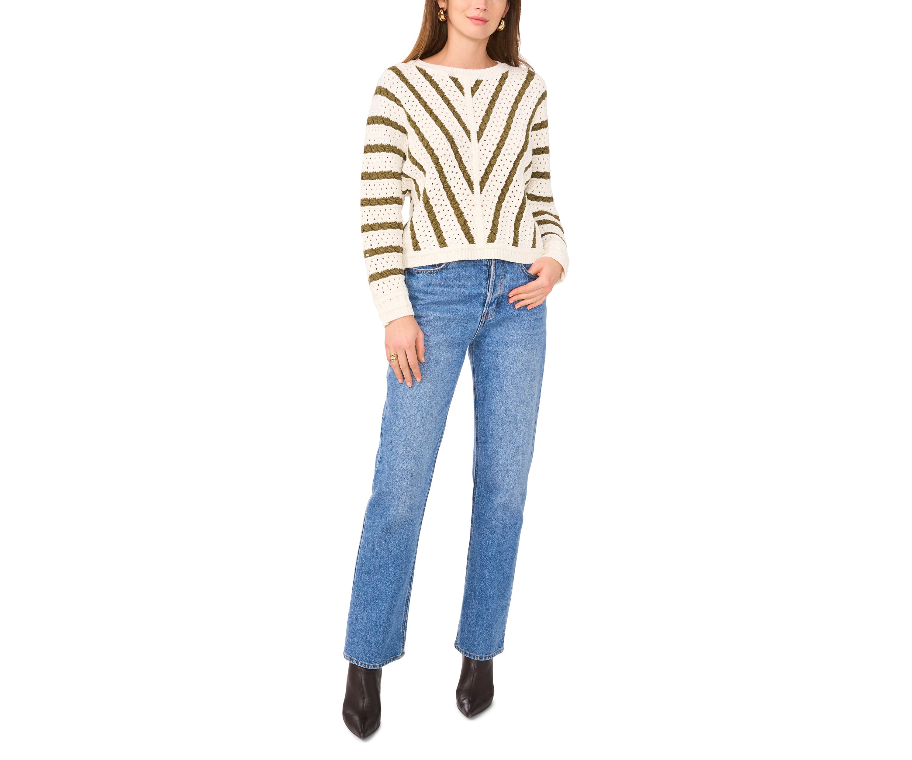Womens Long Sleeve Open Front Chevron Sweater 