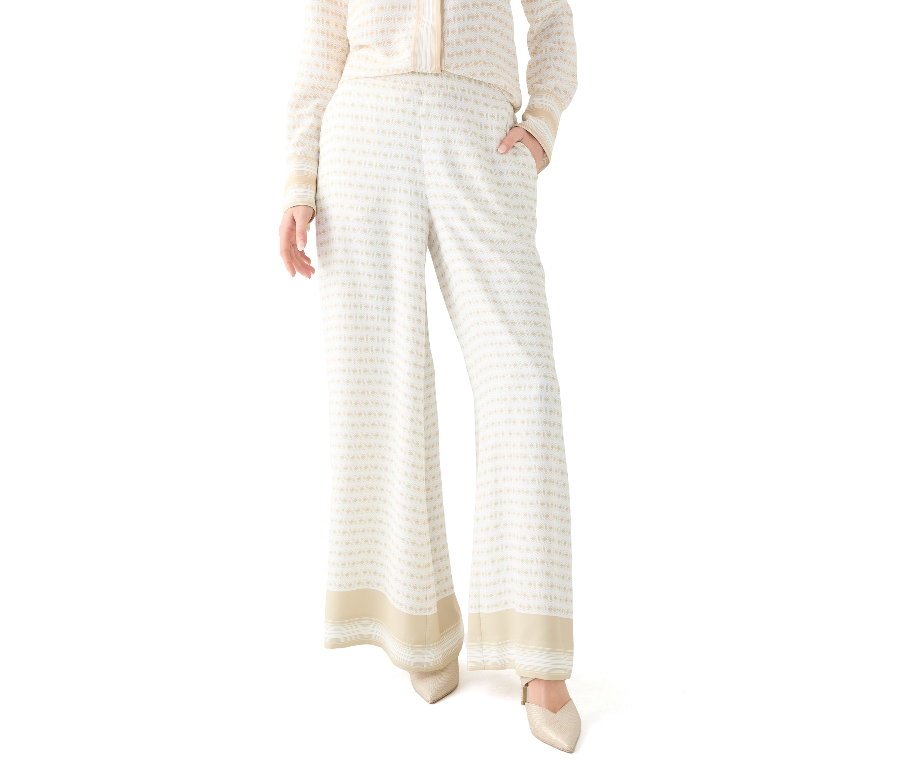 Womens Geometric Print Wide Leg Pants