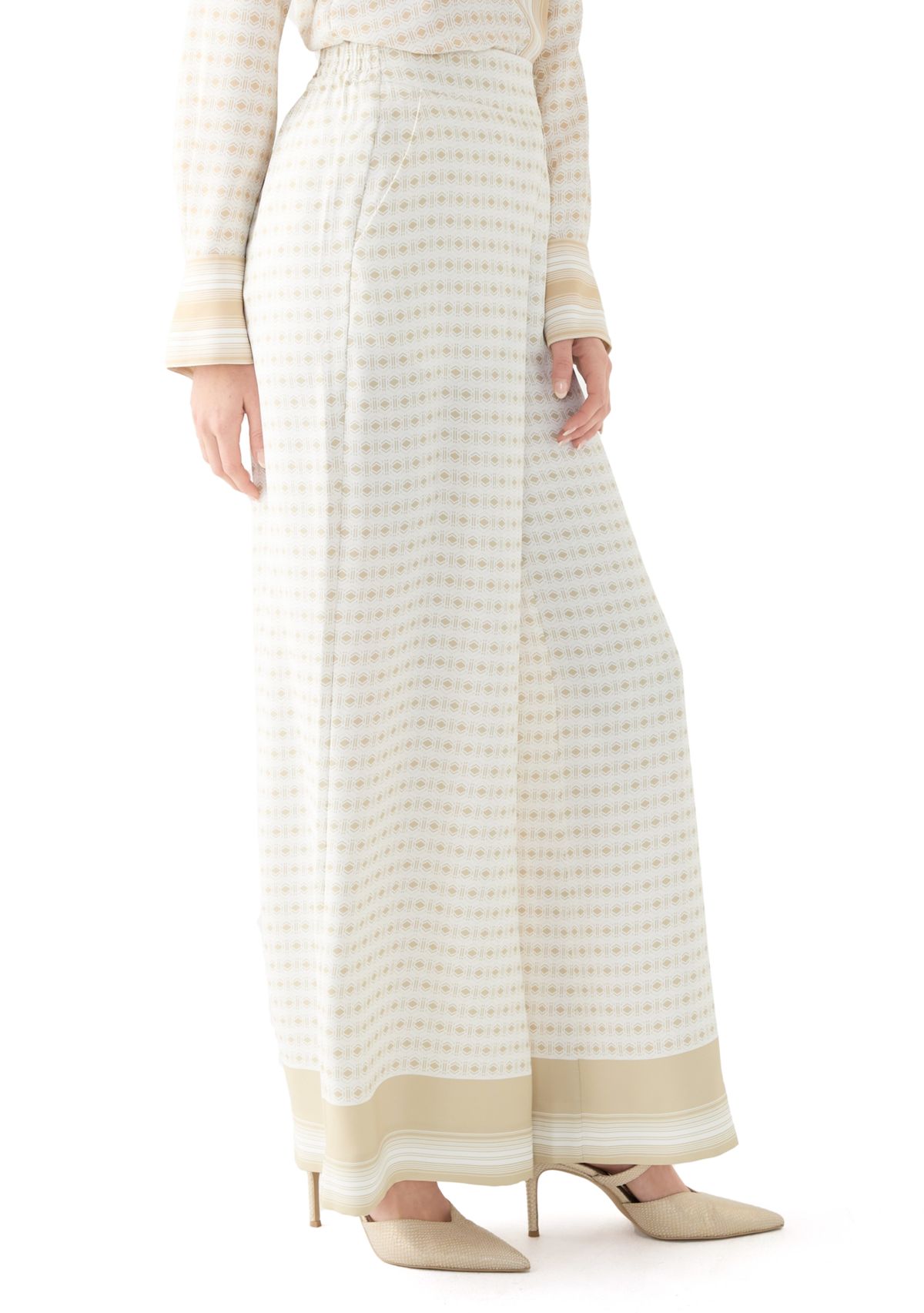 Womens Geometric Print Wide Leg Pants