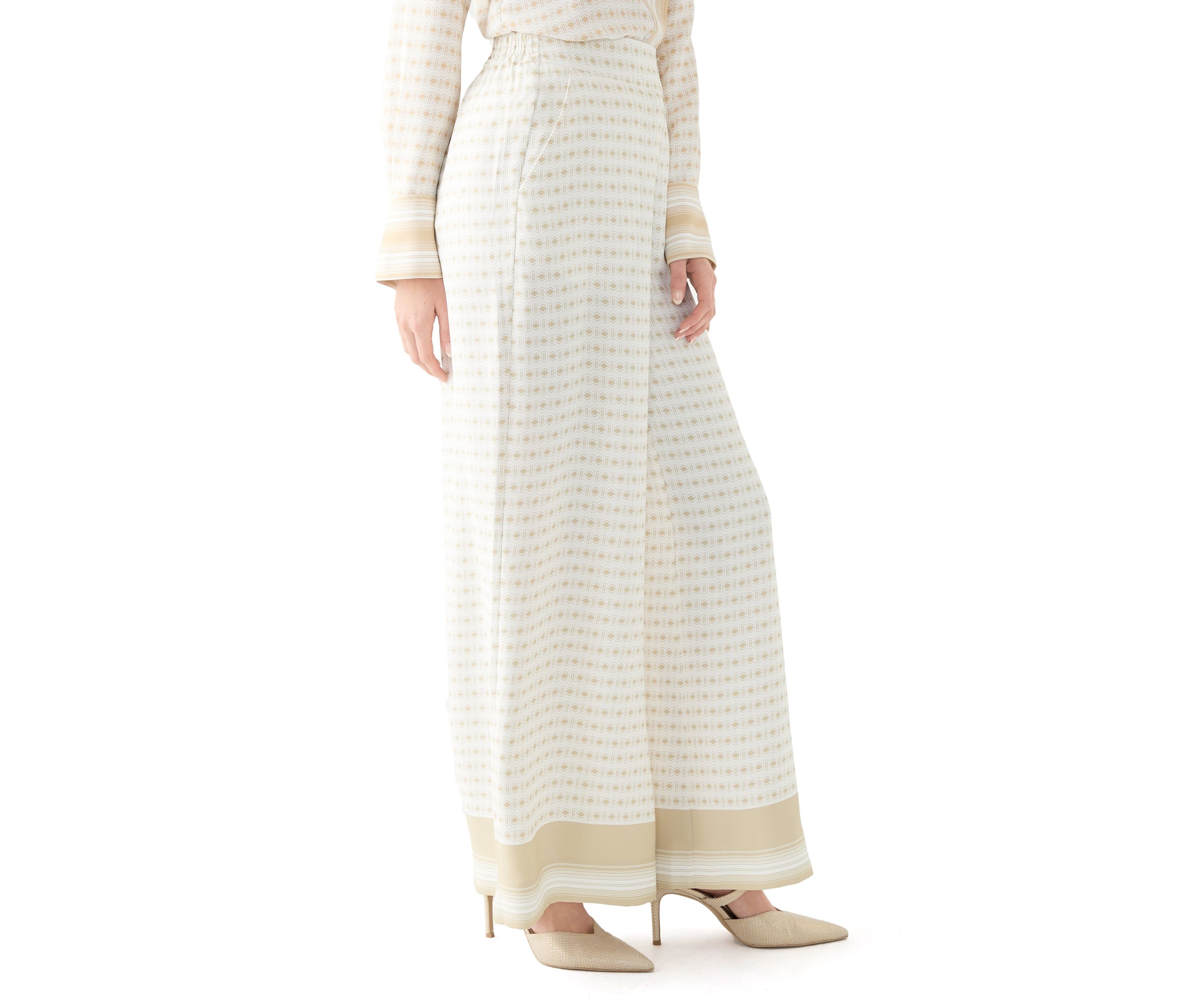 Womens Geometric Print Wide Leg Pants