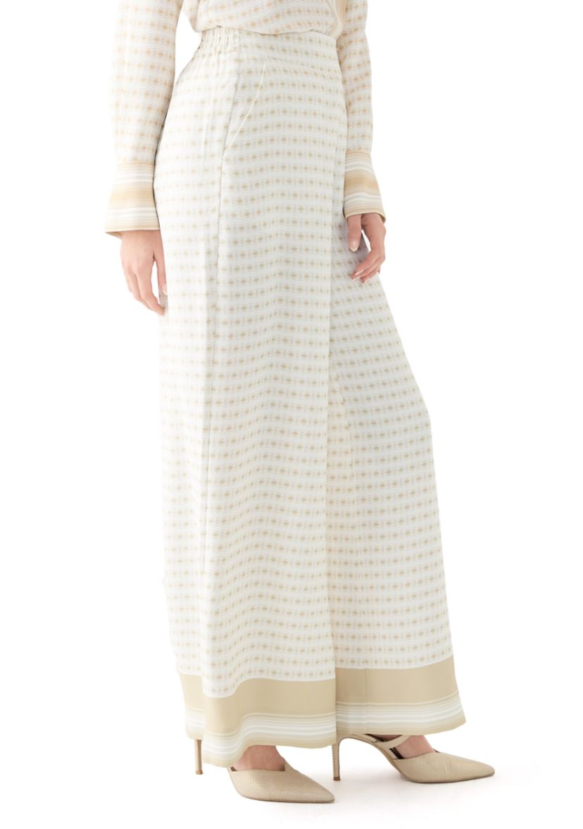 Womens Geometric Print Wide Leg Pants
