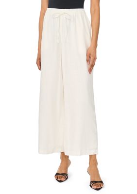 Vince Camuto Women's Linen Pants, Ivory, Medium