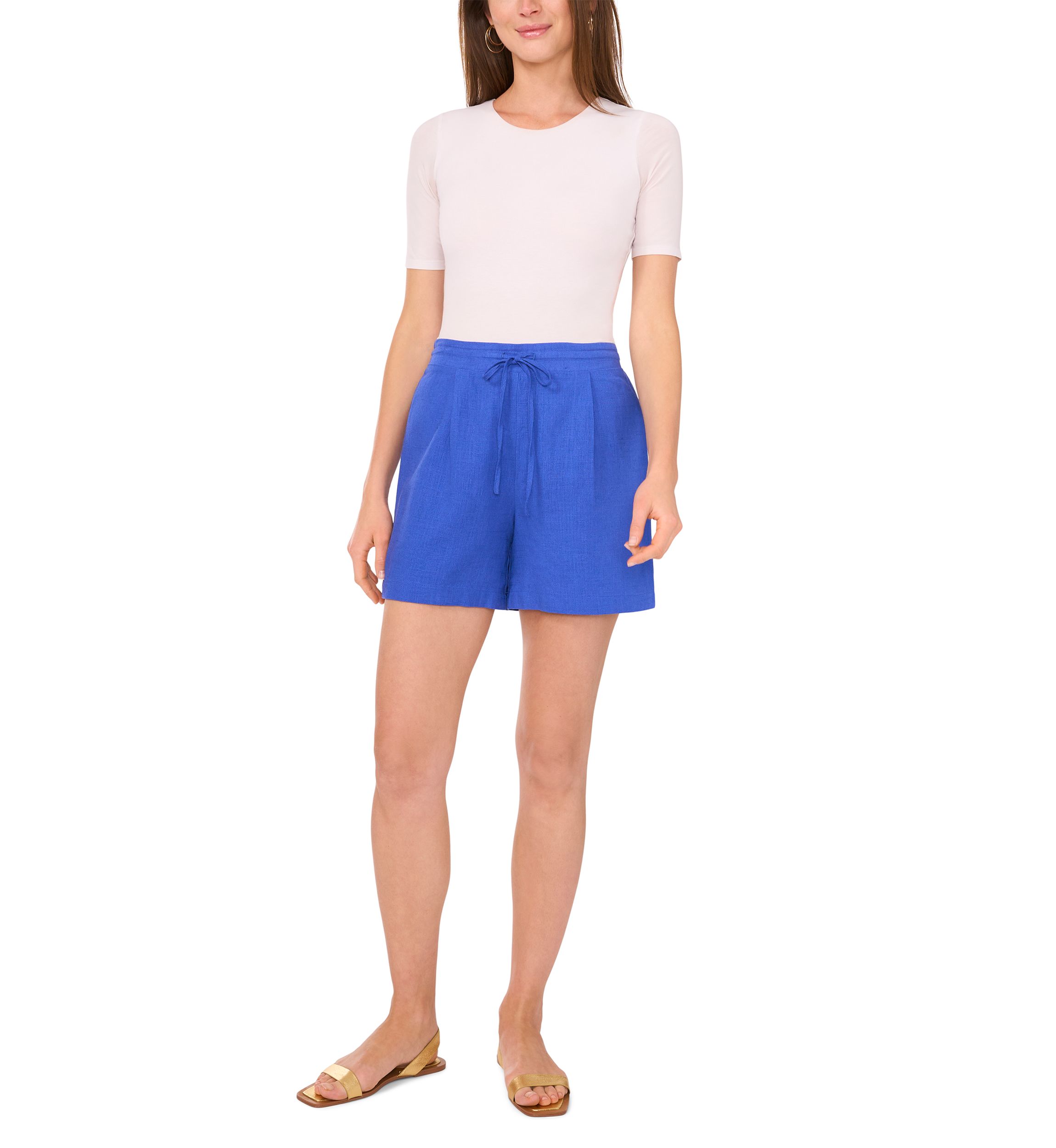 Womens Pull On Linen Blend Shorts