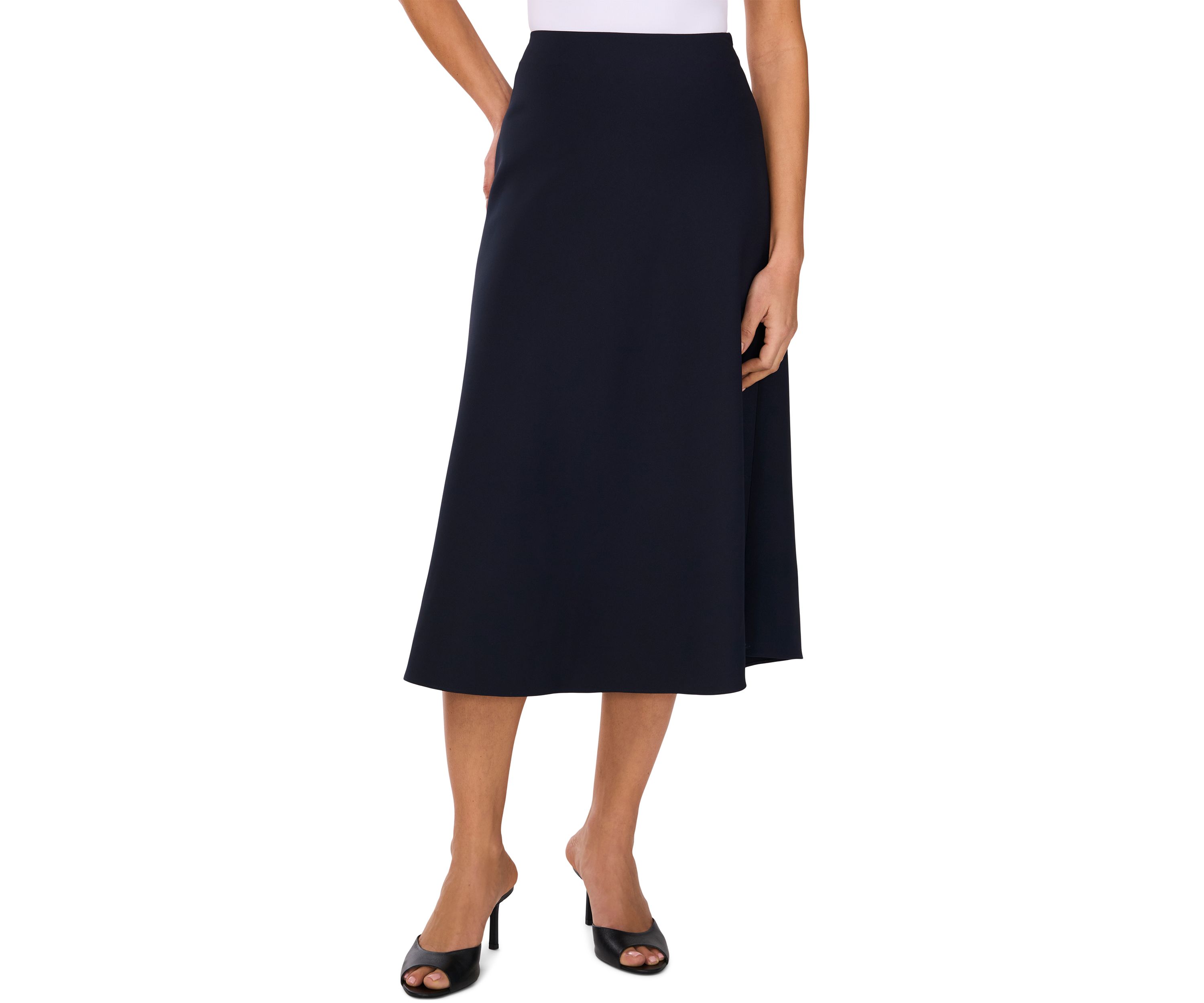 Womens A-Line Satin Midi Skirt 