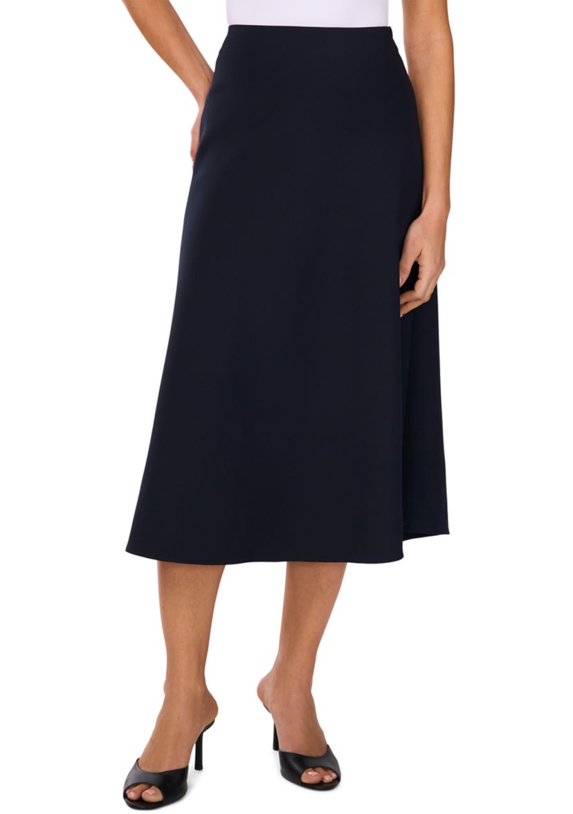 Womens A-Line Satin Midi Skirt 