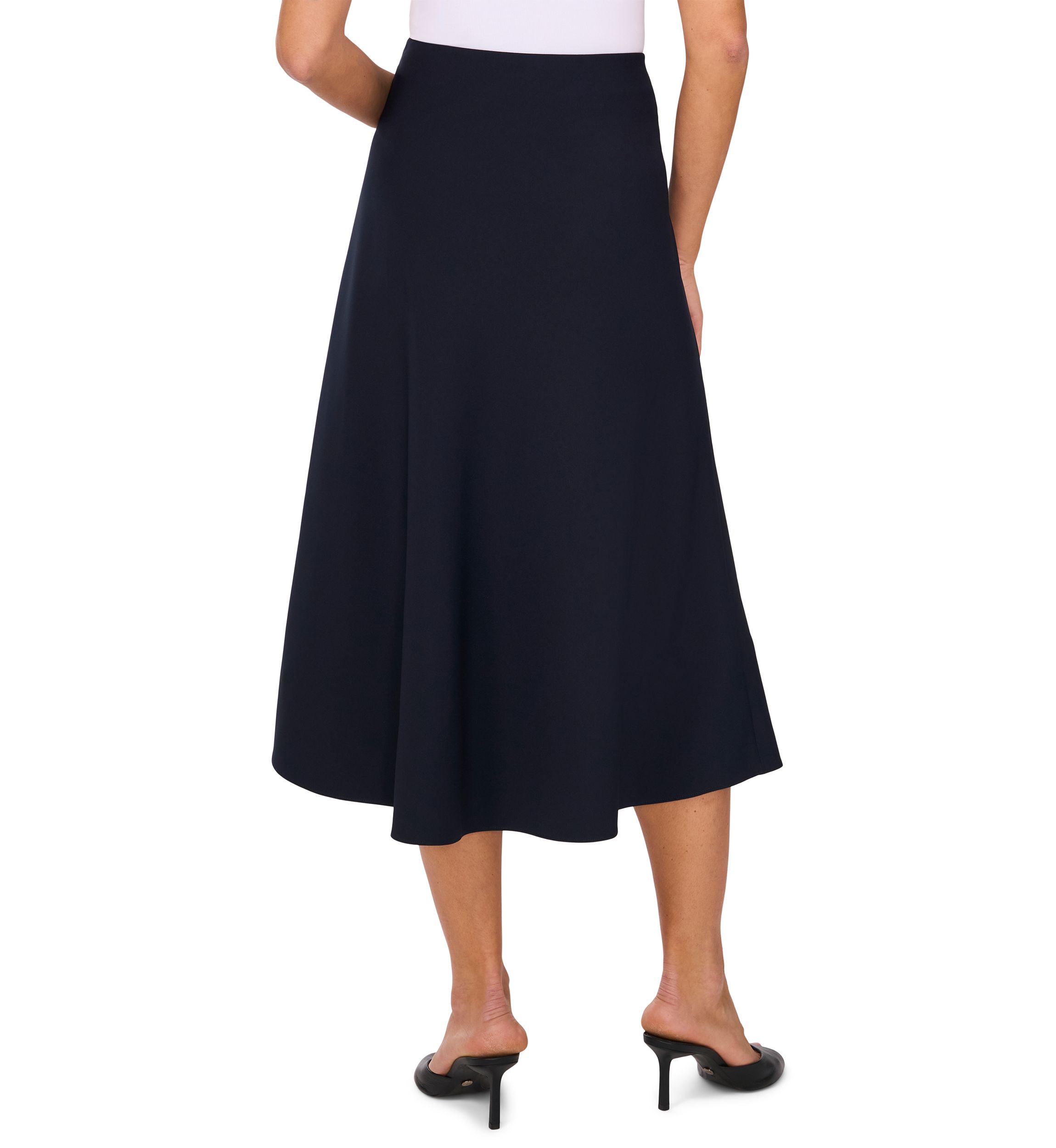 Womens A-Line Satin Midi Skirt 