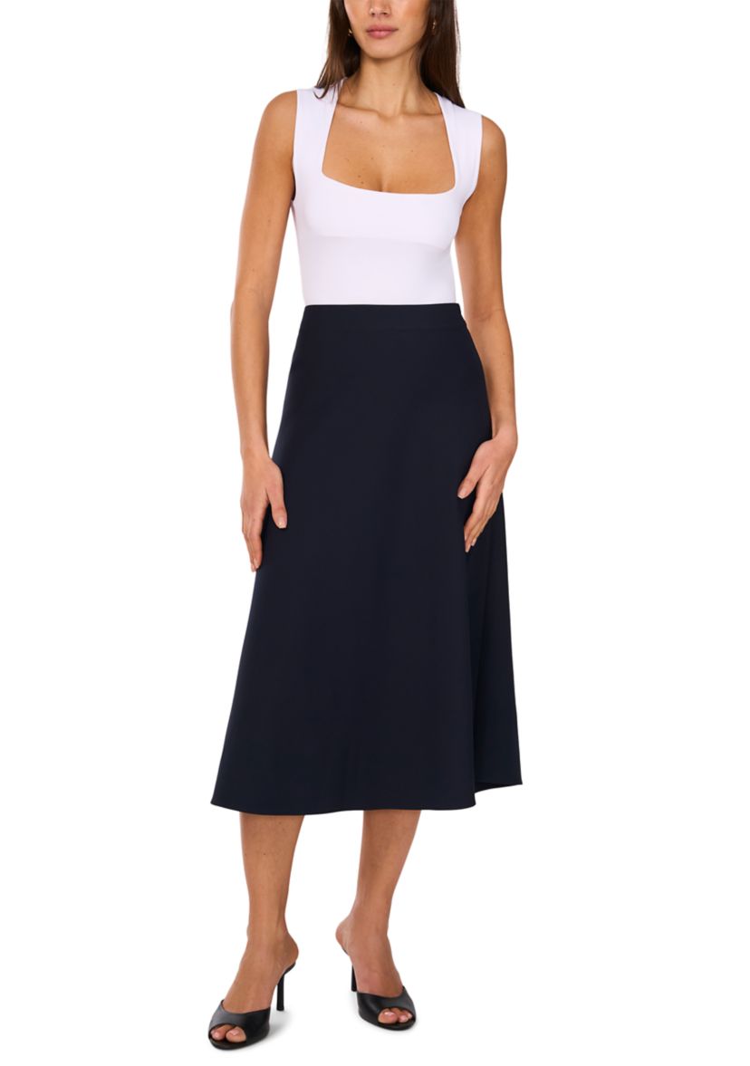 Womens A-Line Satin Midi Skirt 