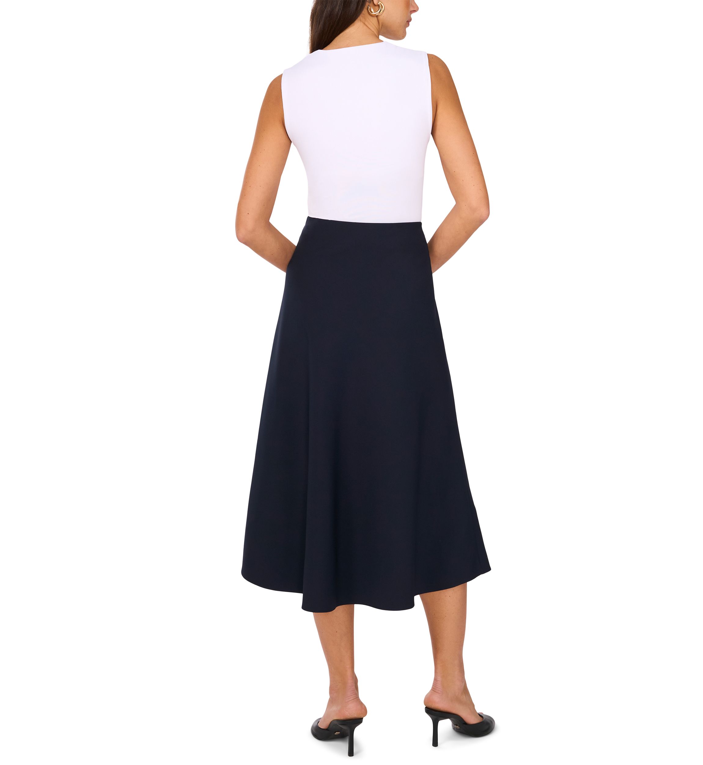Womens A-Line Satin Midi Skirt 