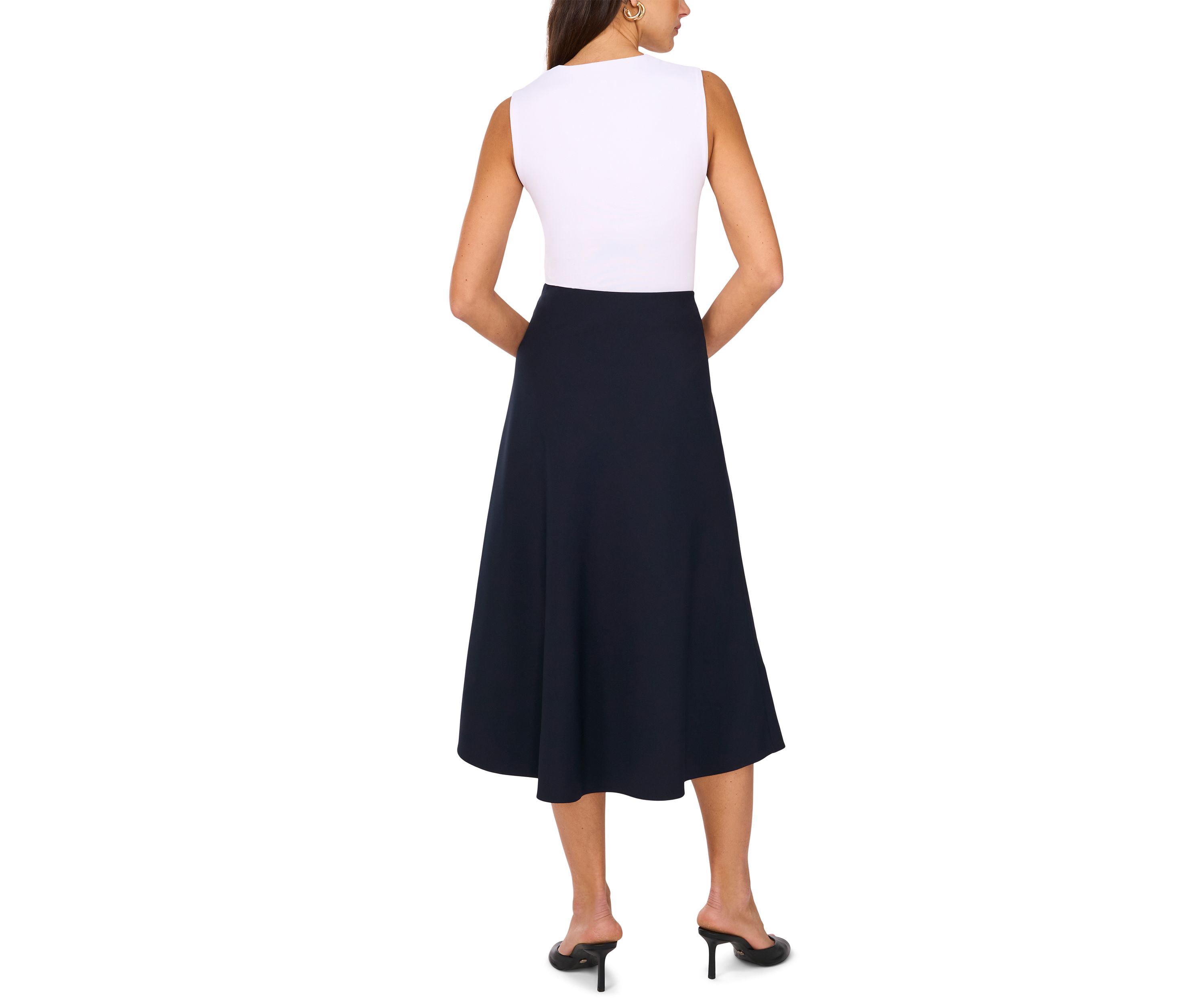 Womens A-Line Satin Midi Skirt 