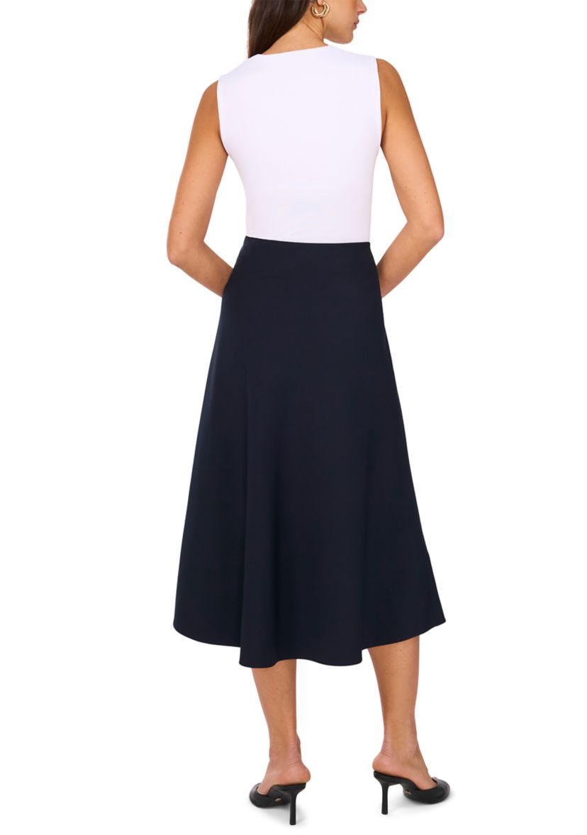 Womens A-Line Satin Midi Skirt 