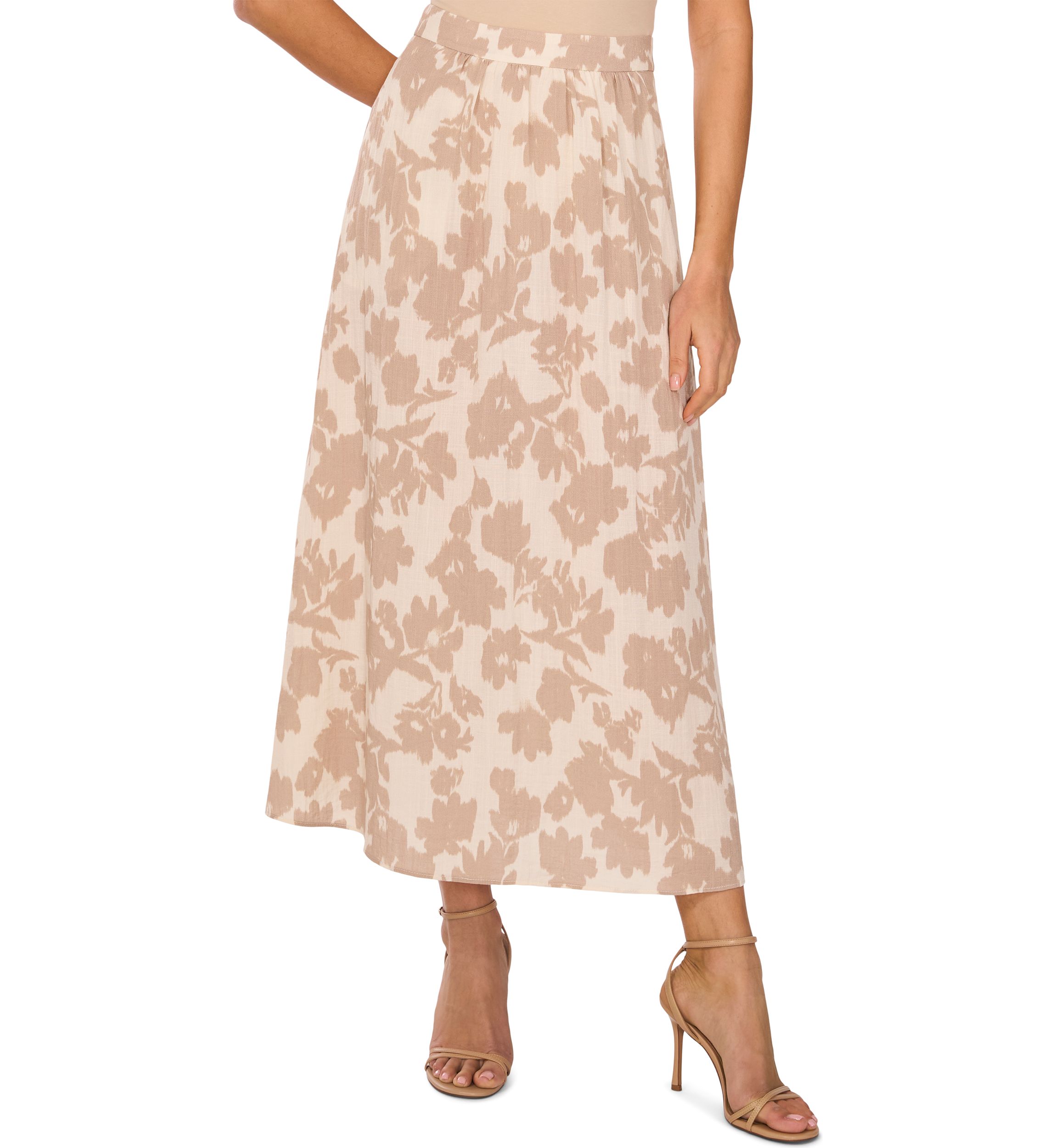 Womens Floral Midi Skirt