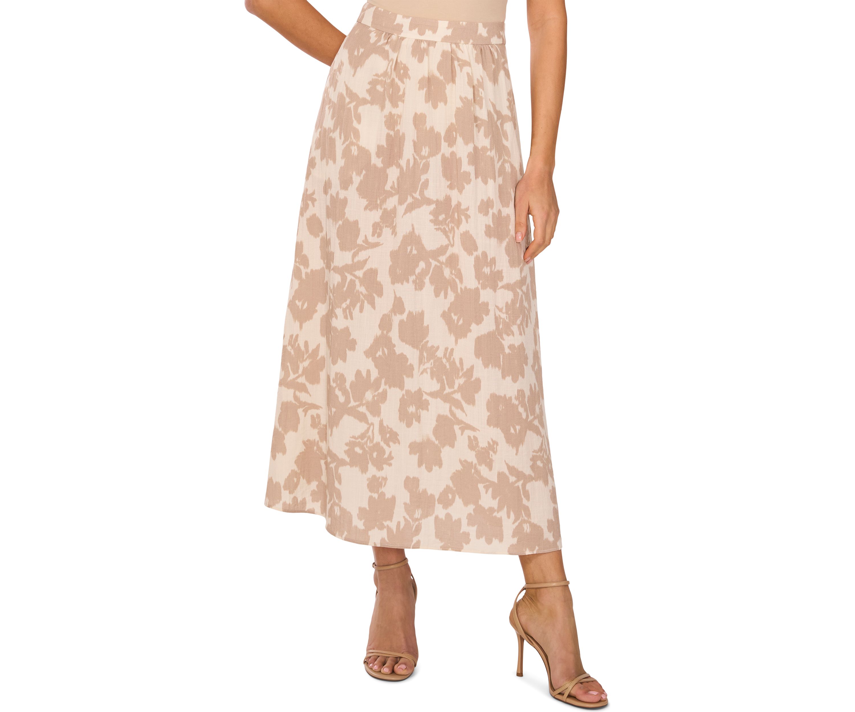 Womens Floral Midi Skirt