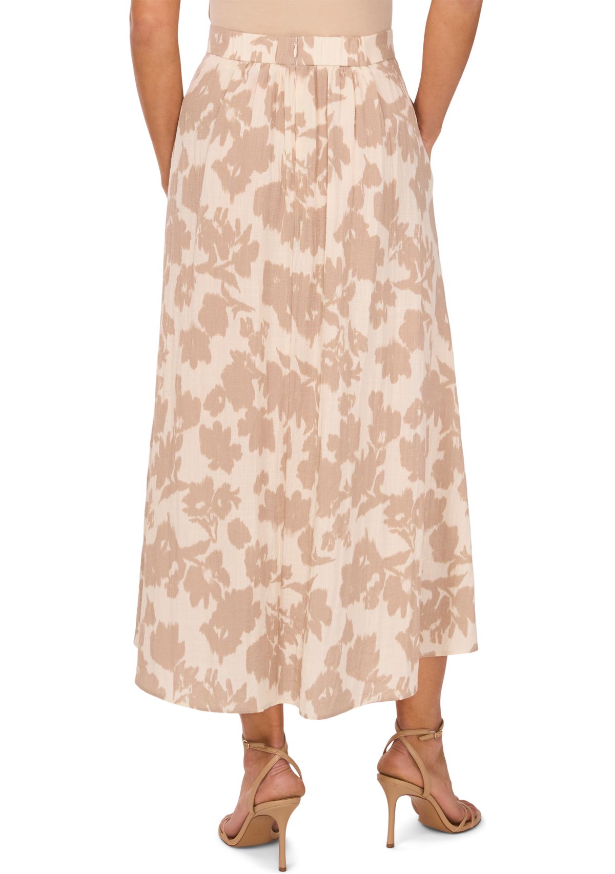 Womens Floral Midi Skirt