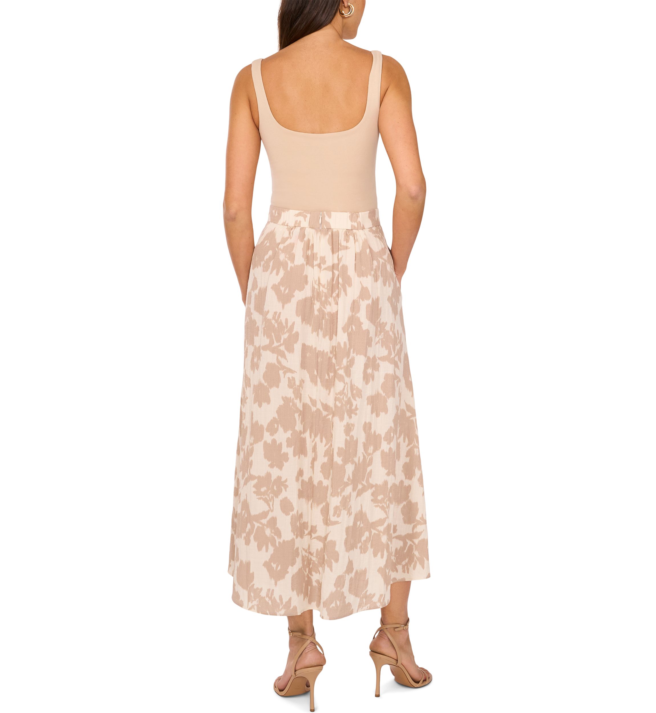 Womens Floral Midi Skirt