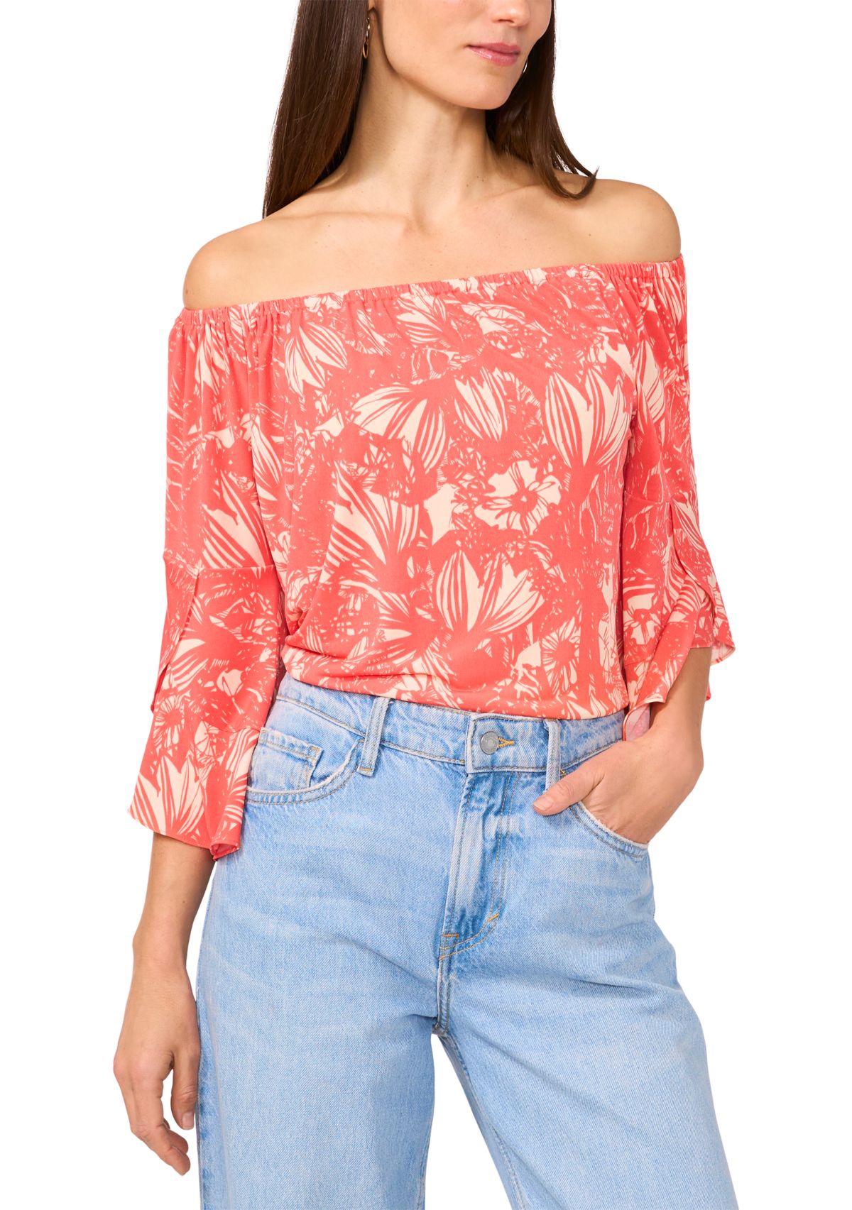 Womens Flare Sleeve Off the Shoulder Top 