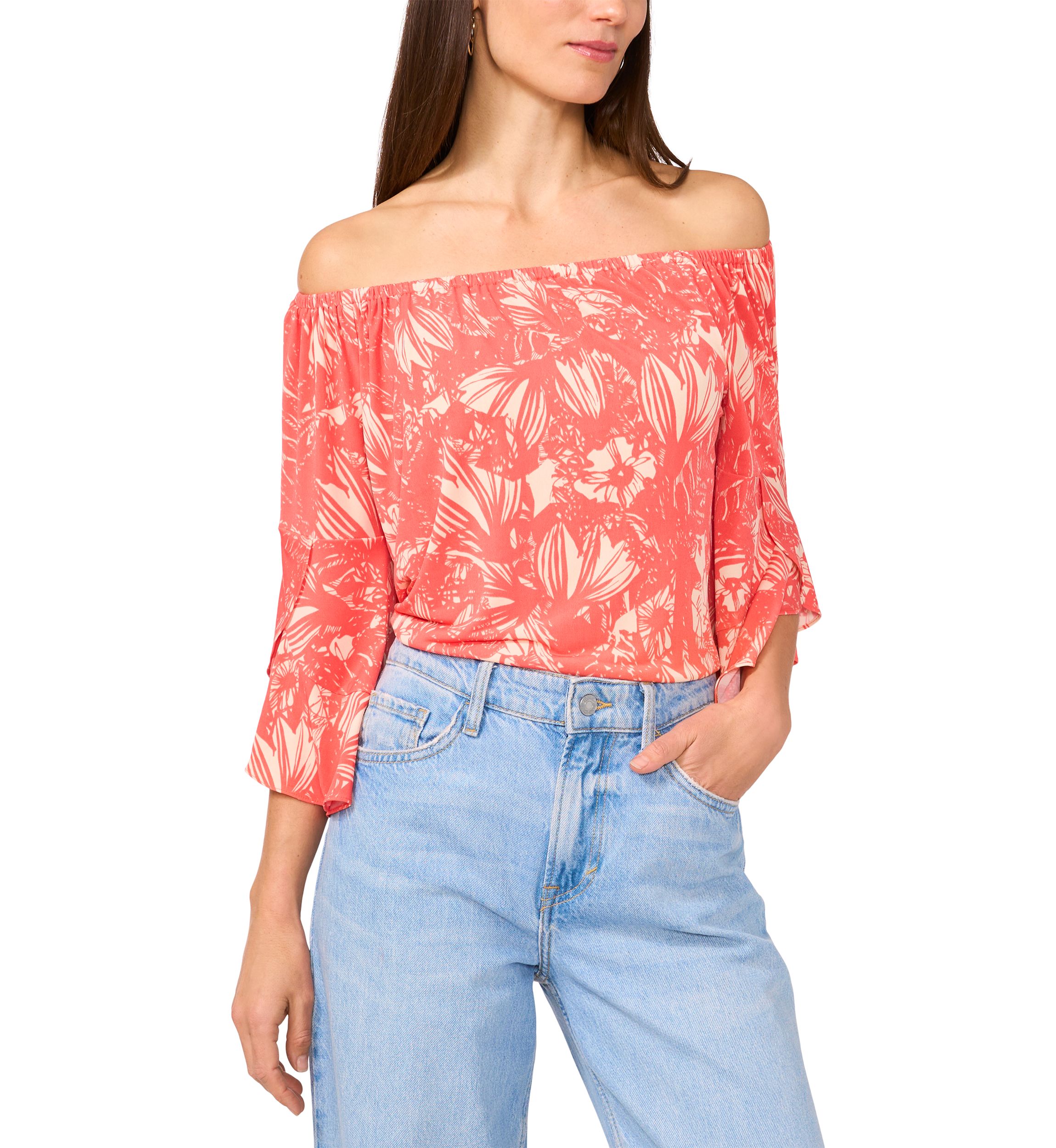 Womens Flare Sleeve Off the Shoulder Top 