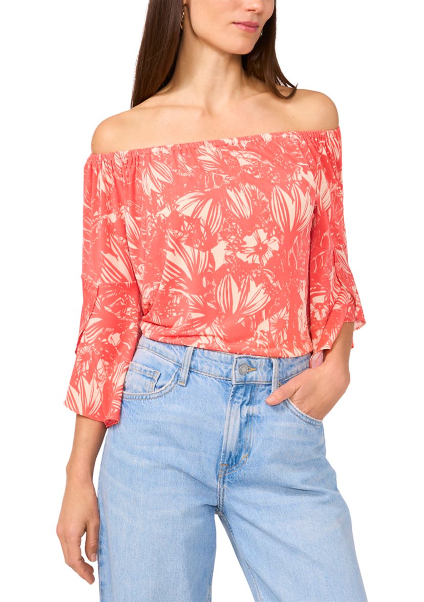 Womens Flare Sleeve Off the Shoulder Top 