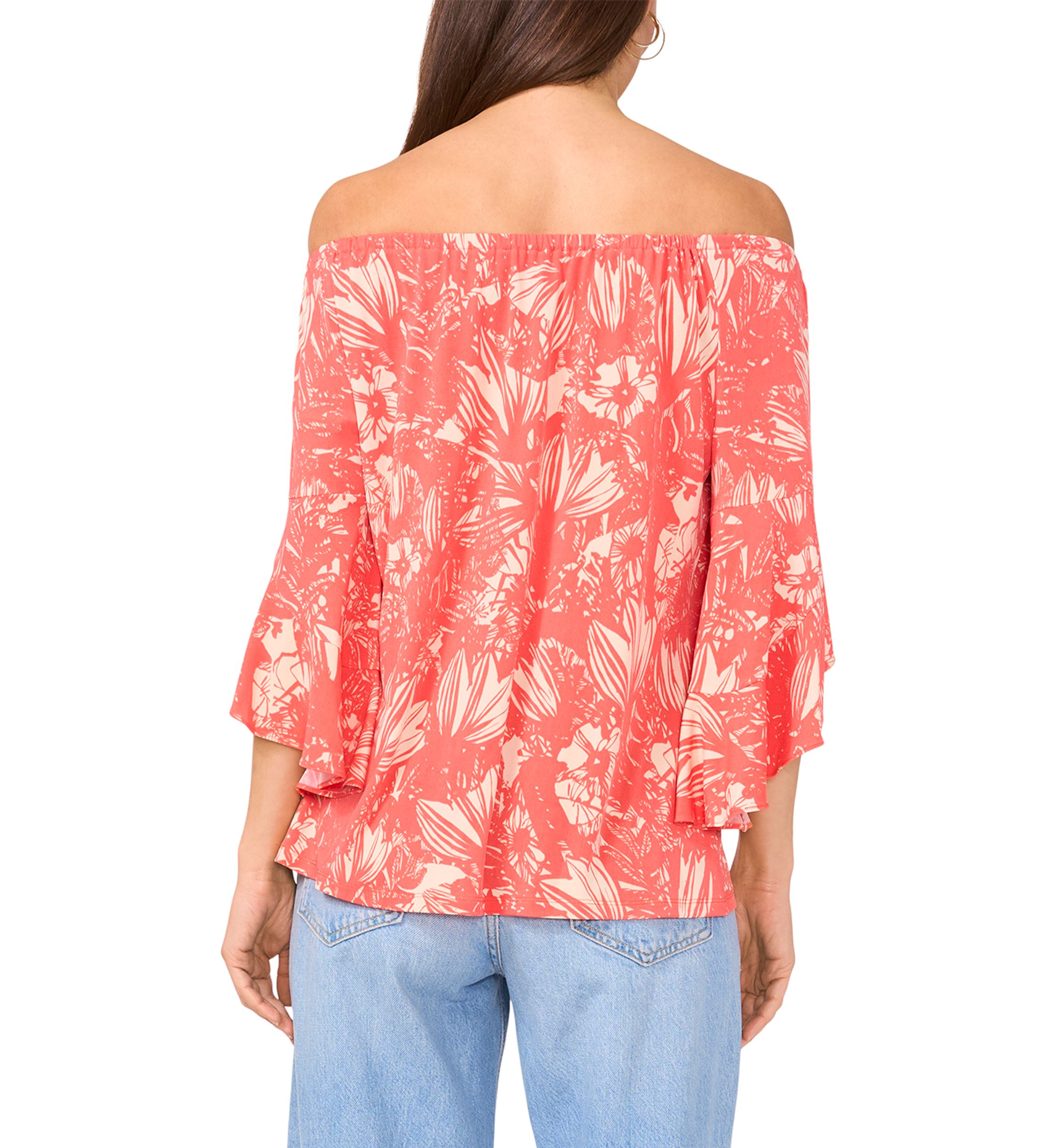Womens Flare Sleeve Off the Shoulder Top 