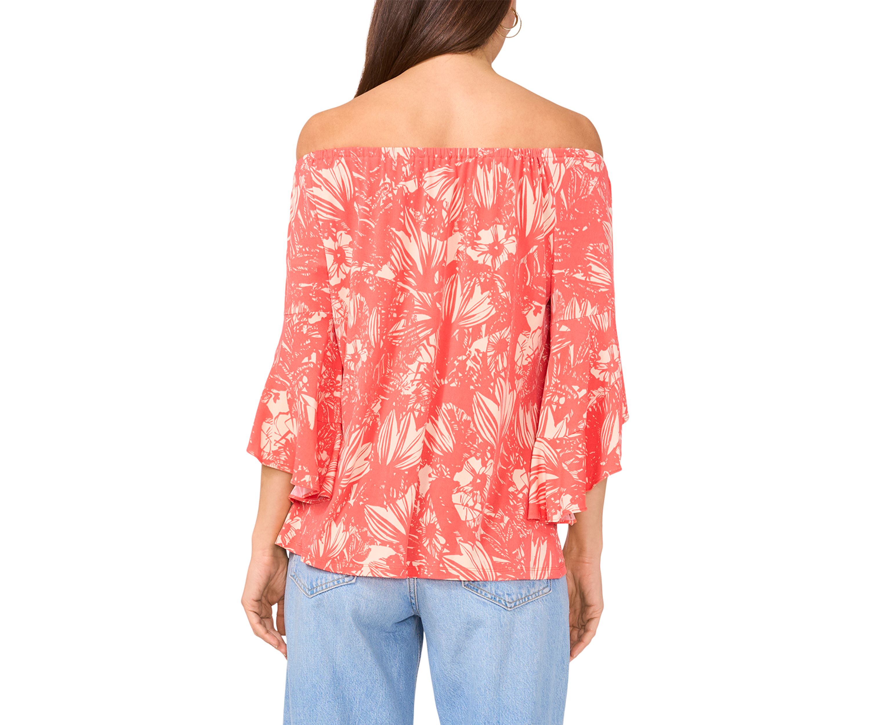 Womens Flare Sleeve Off the Shoulder Top 