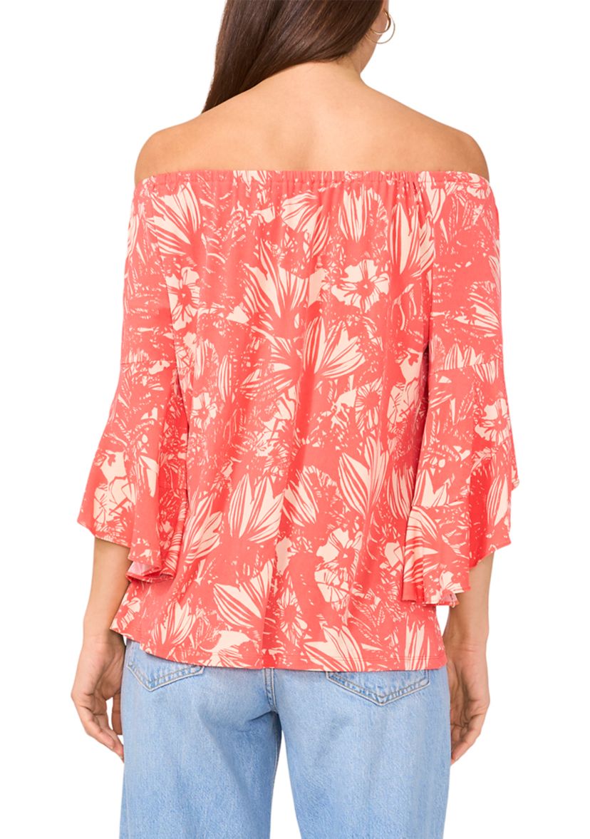 Womens Flare Sleeve Off the Shoulder Top 
