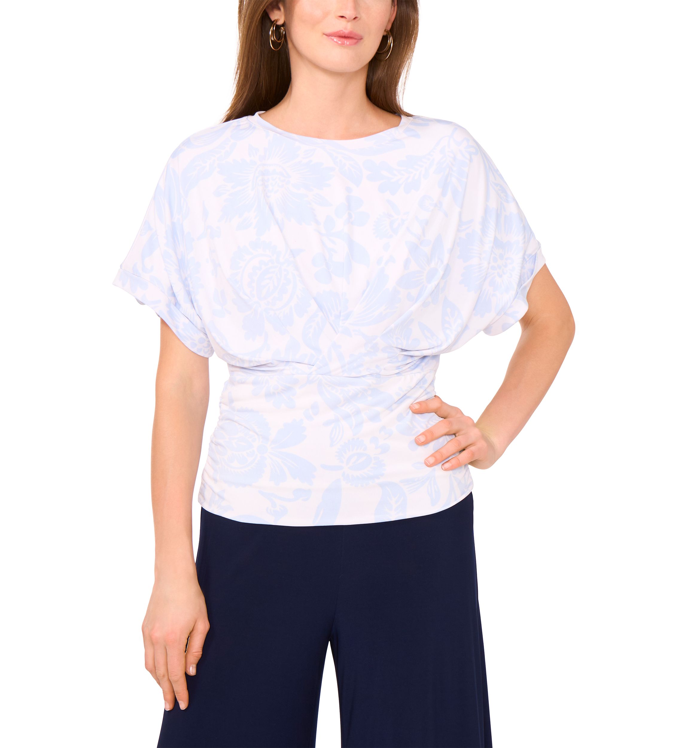 Womens Dolman Sleeve Floral Print Top 