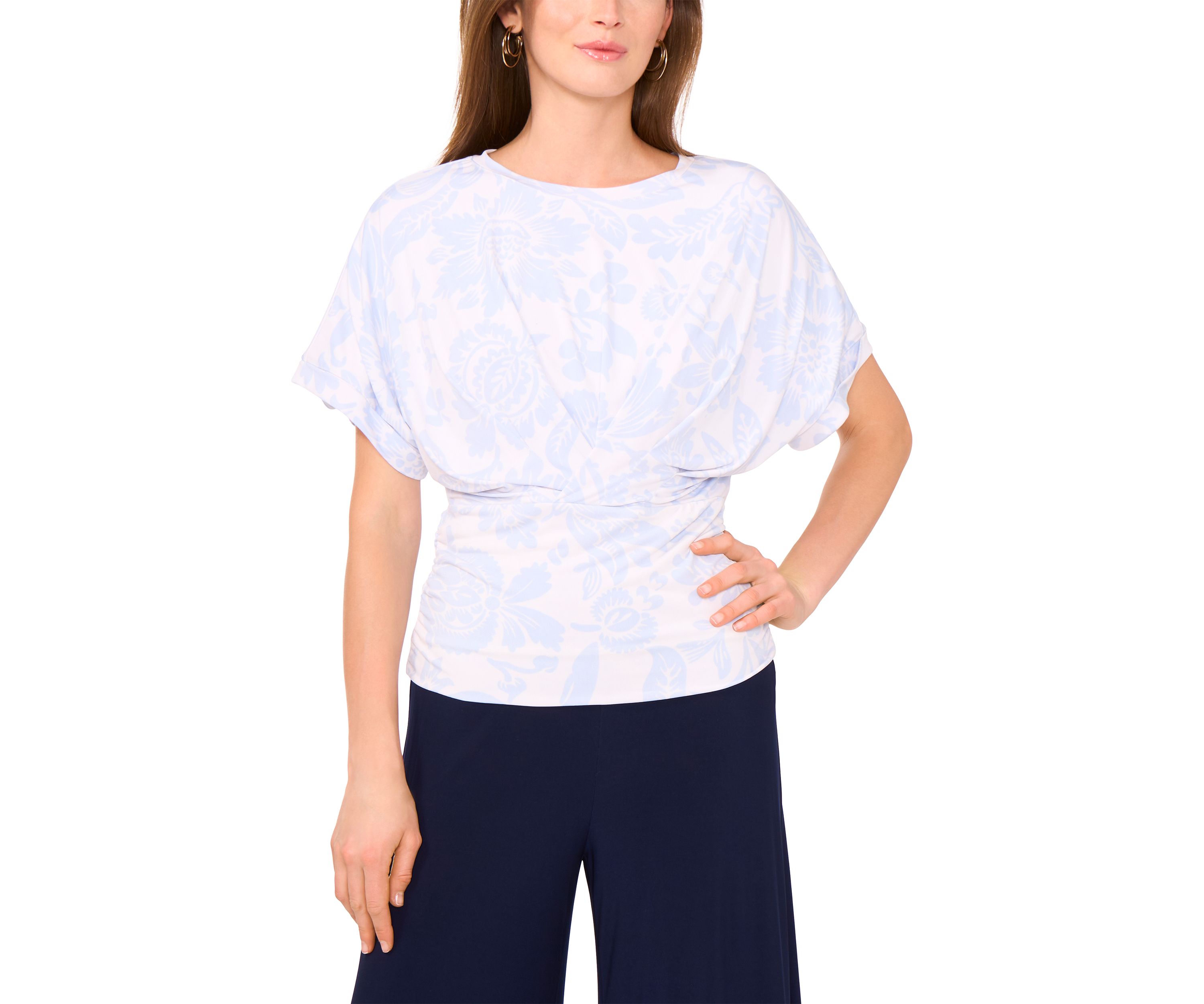 Womens Dolman Sleeve Floral Print Top 