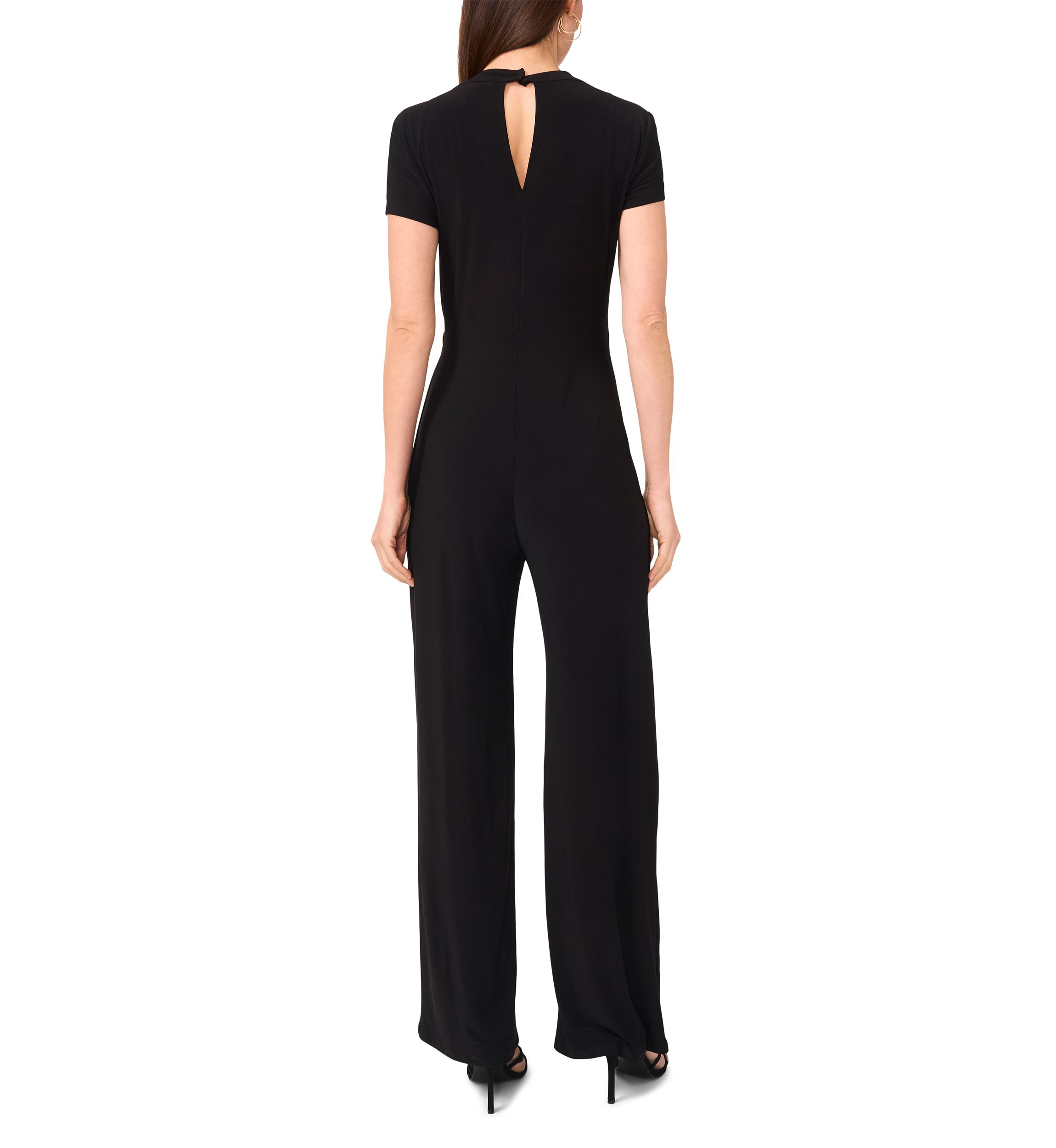 Womens Short Sleeve Side Buckle V-Neck Wrap Jumpsuit 