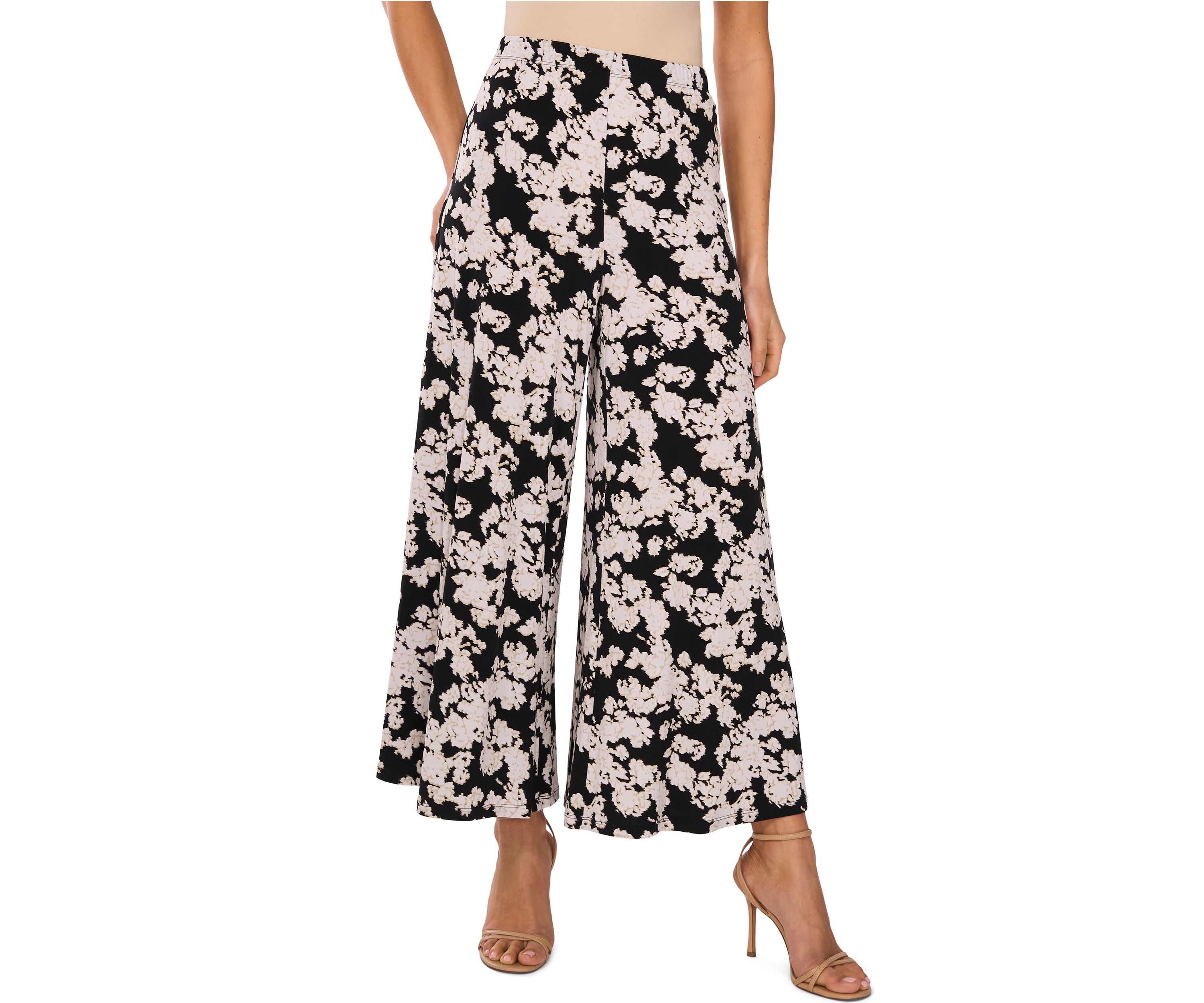 Womens Pull On Floral Cropped Pants