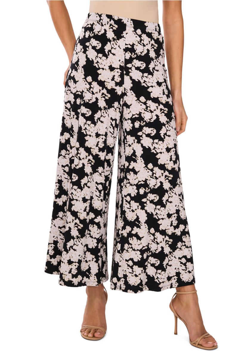 Womens Pull On Floral Cropped Pants