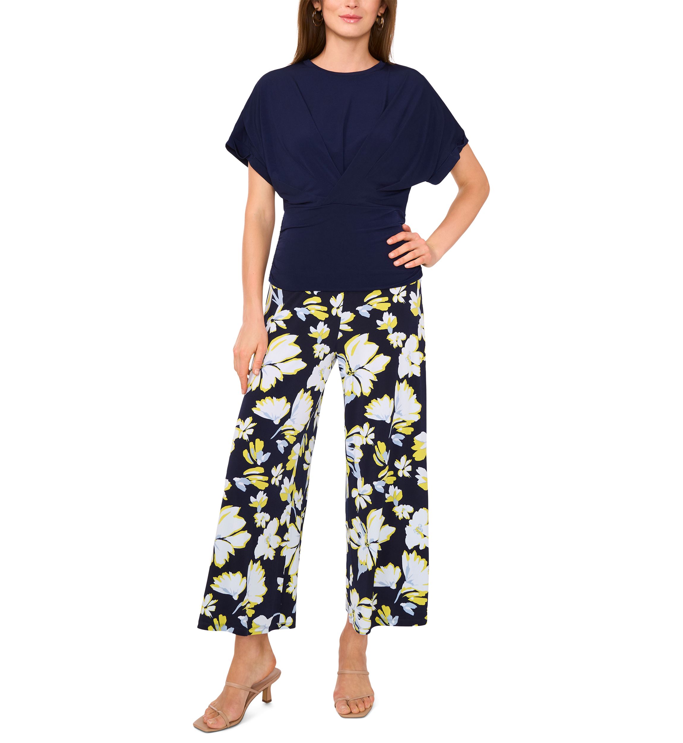 Womens Cropped Floral Printed Pants